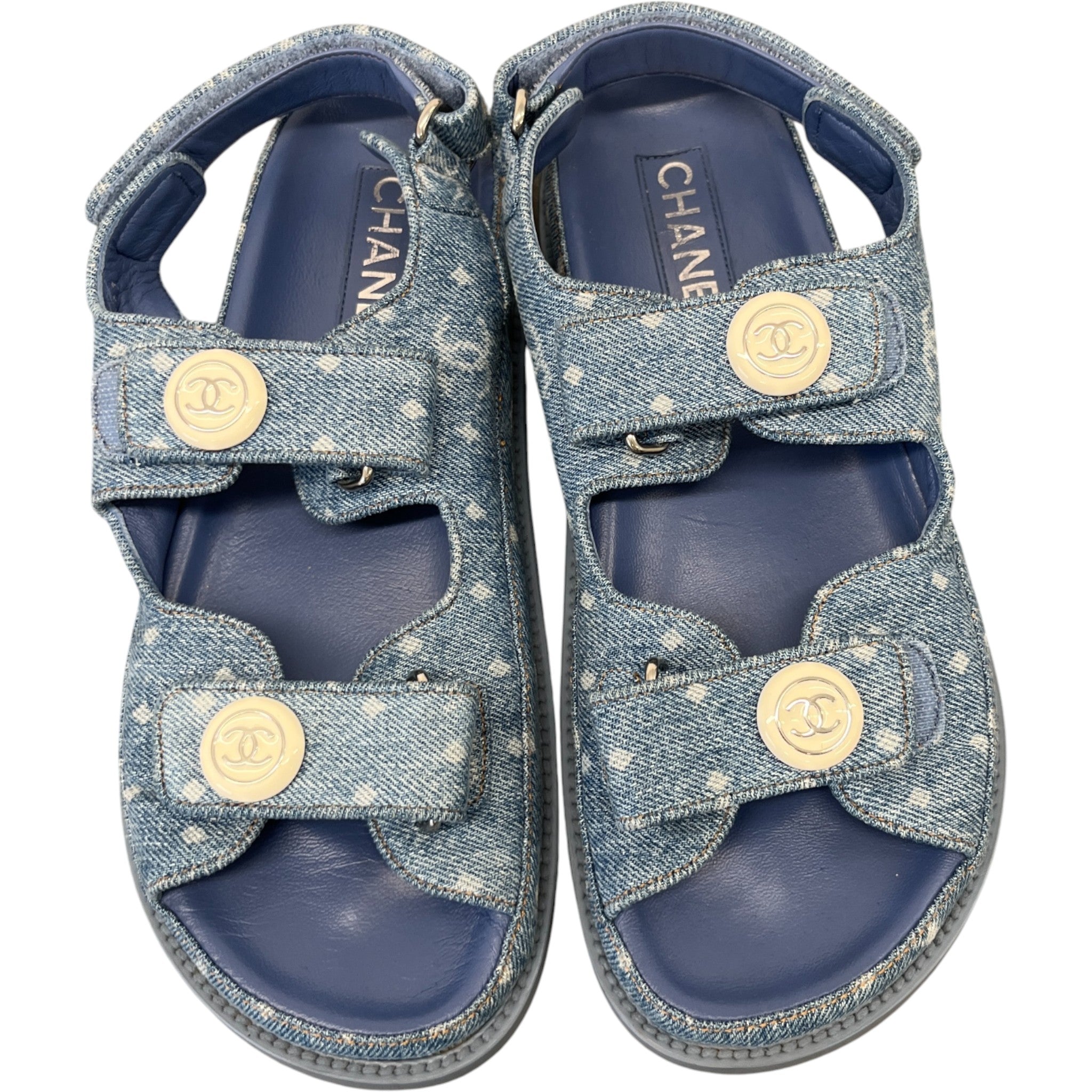 Women's Cc Monogram Dad Sandals Blue Size EU 38 / UK 5