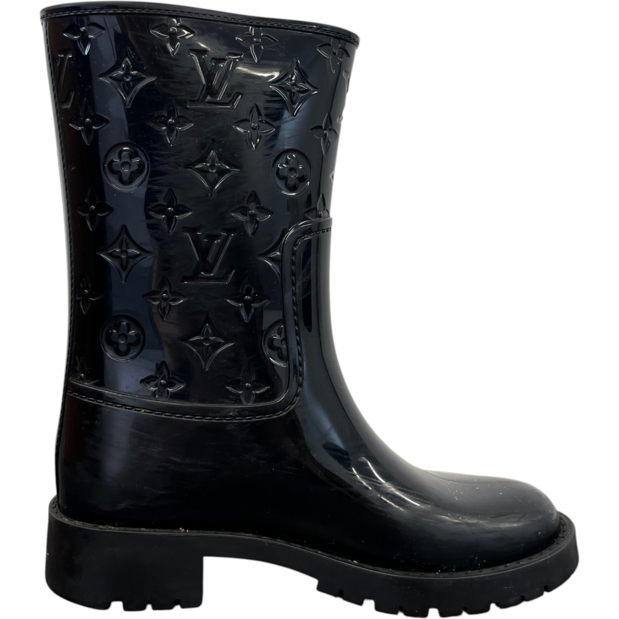 Women's Drops Flat Half Rain Wellies Black Size EU 36 / UK 3