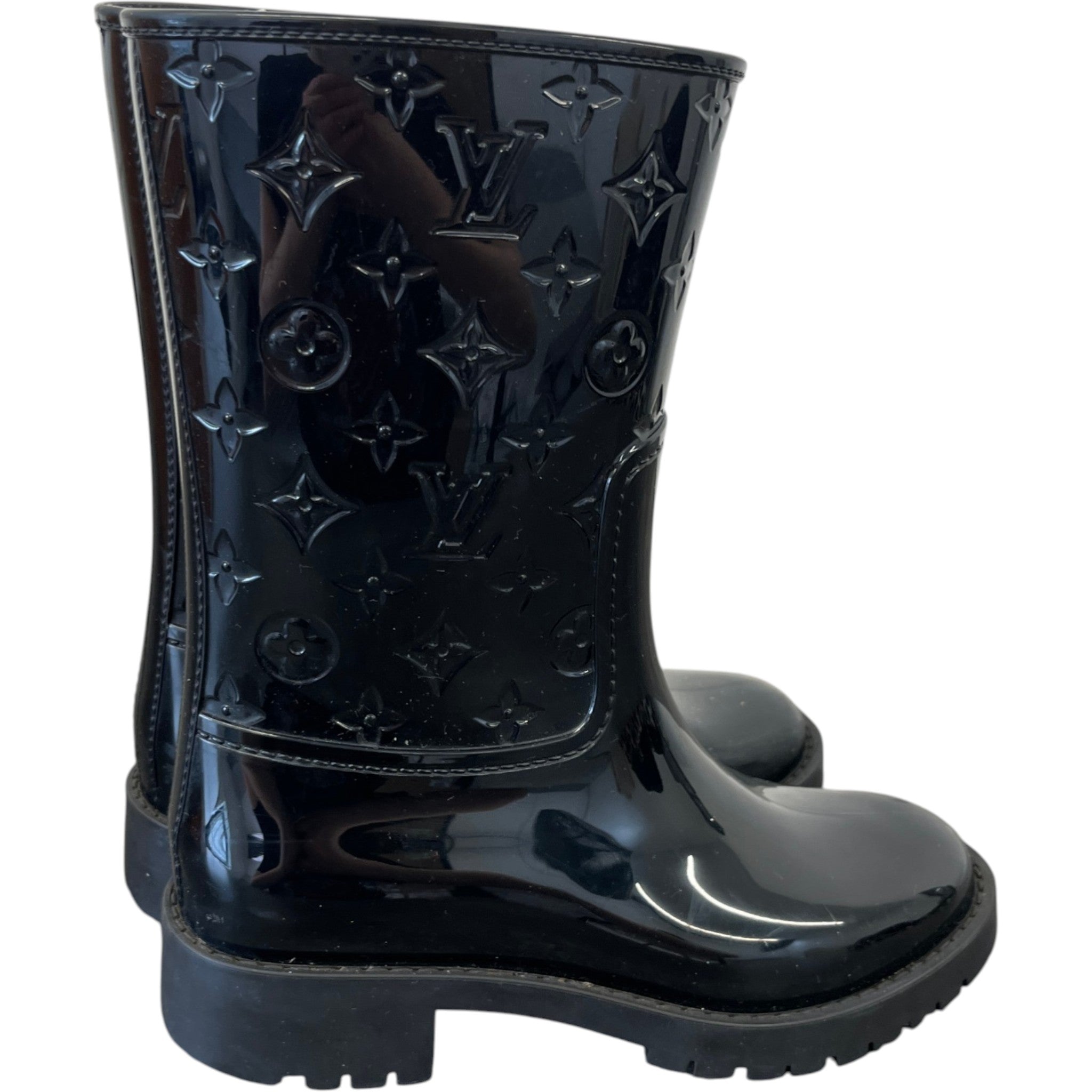 Women's Drops Flat Half Rain Wellies Black Size EU 36 / UK 3