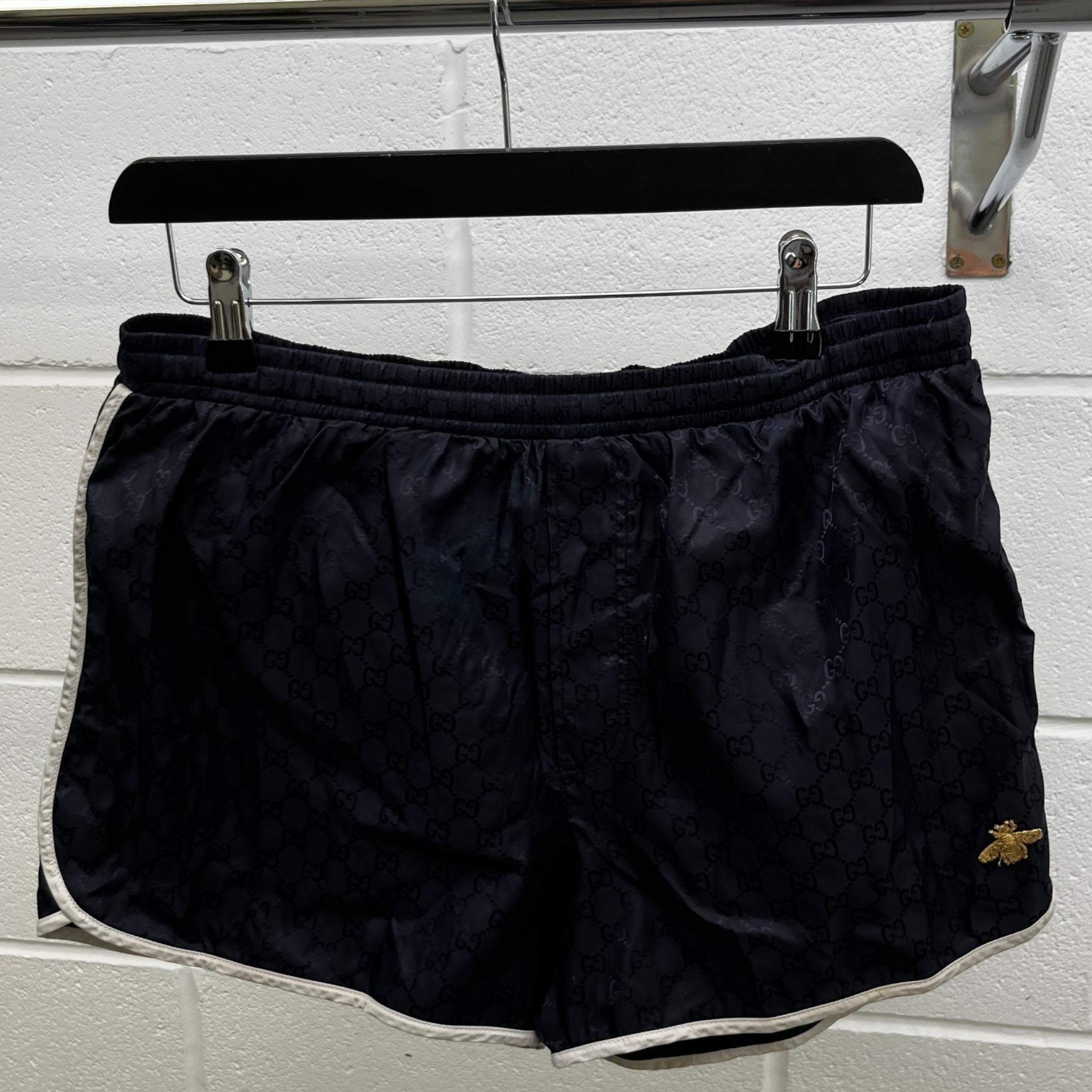 Men's Gg Supreme Bee Swim Shorts Navy Size W32 / IT 48