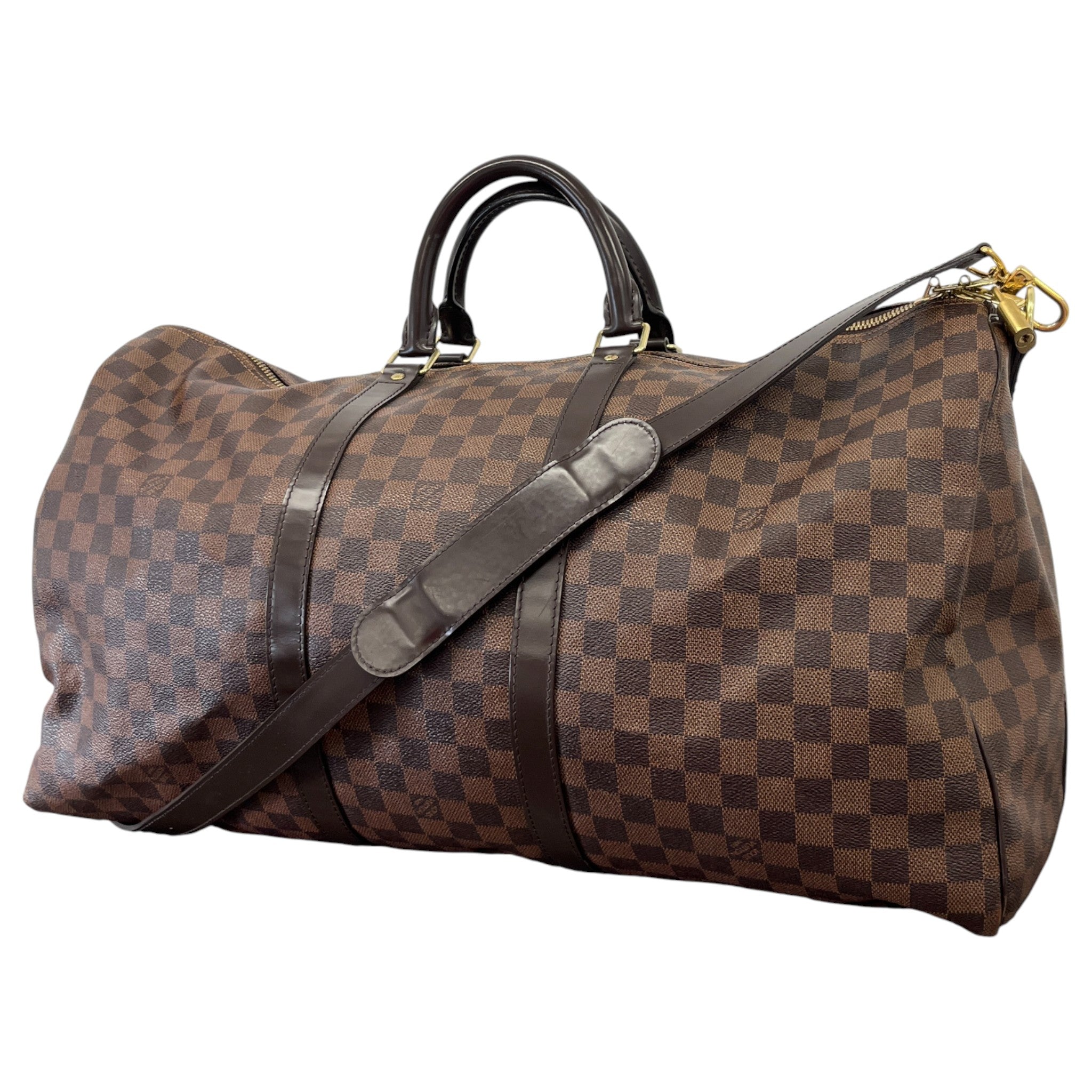 Men's Keepall Bandoulière 55 Damier Ebene Bag Brown