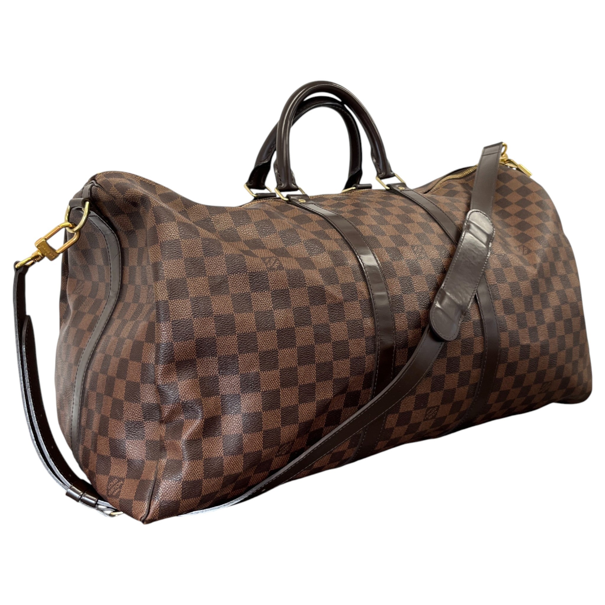 Men's Keepall Bandoulière 55 Damier Ebene Bag Brown