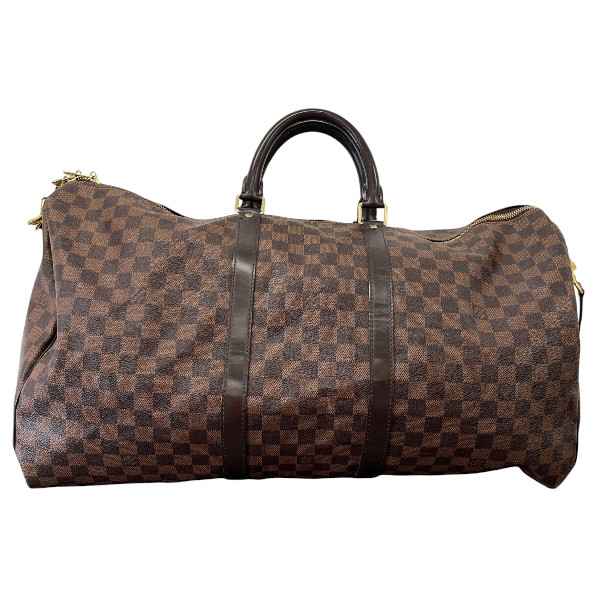 Men's Keepall Bandoulière 55 Damier Ebene Bag Brown