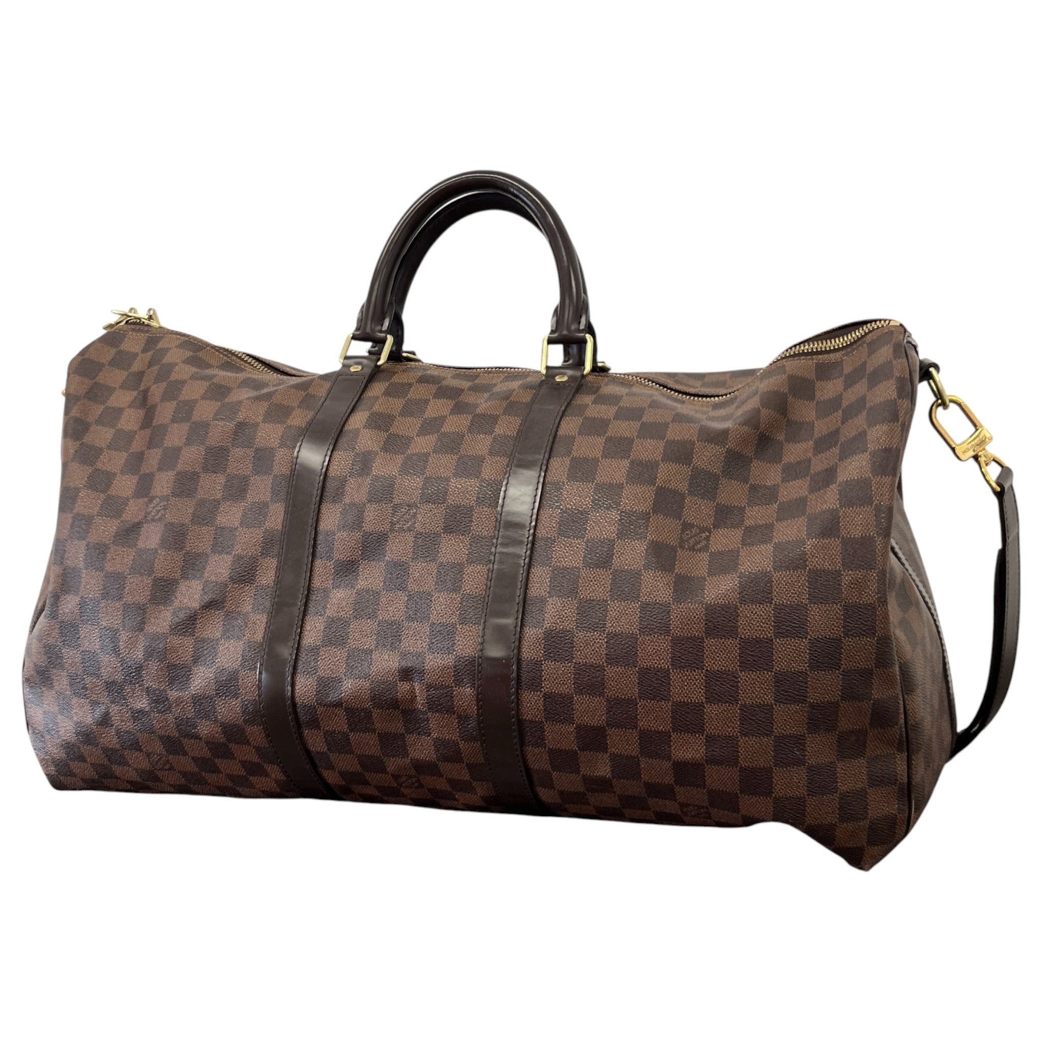 Men's Keepall Bandoulière 55 Damier Ebene Bag Brown