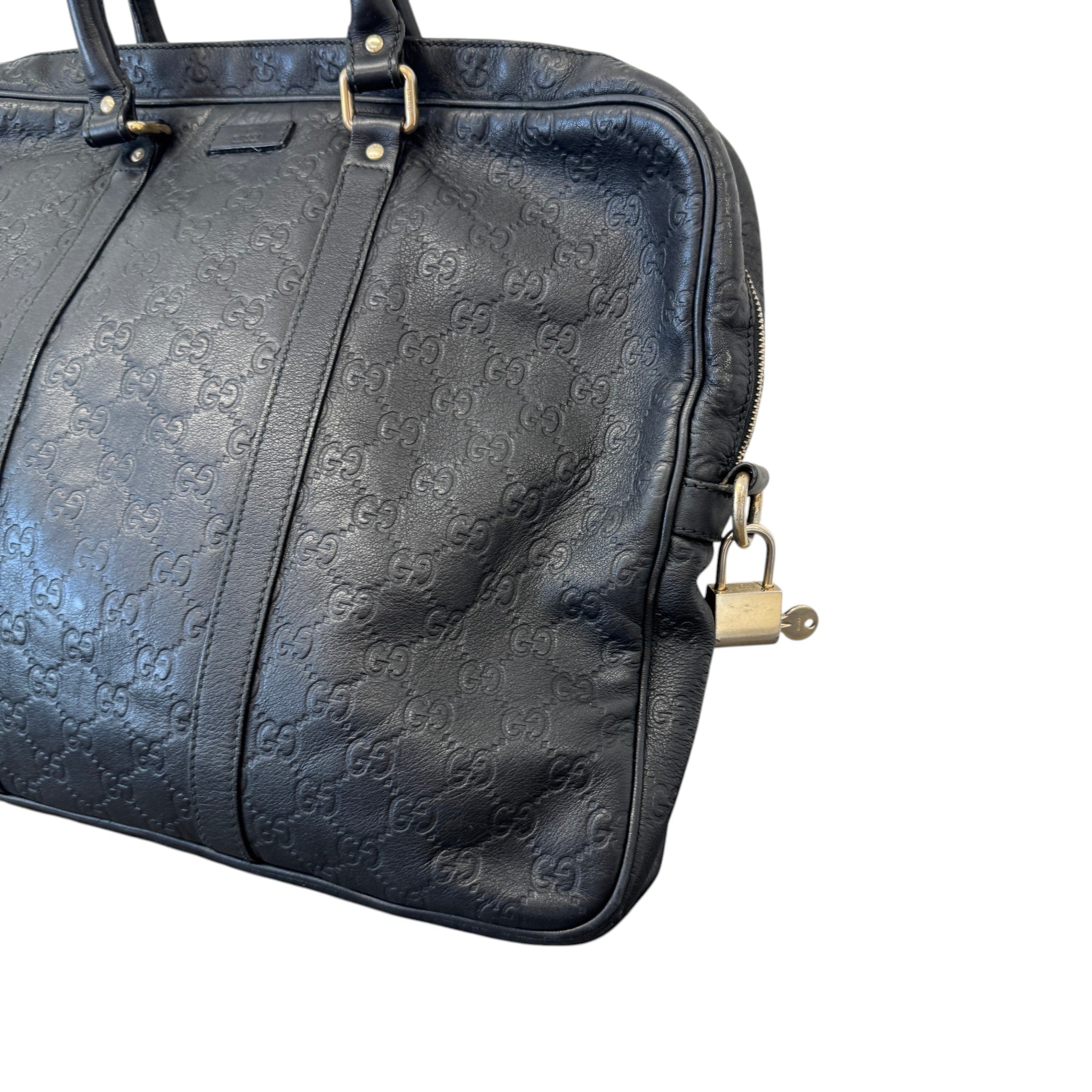 Men's Embossed Gg Briefcase Bag Black