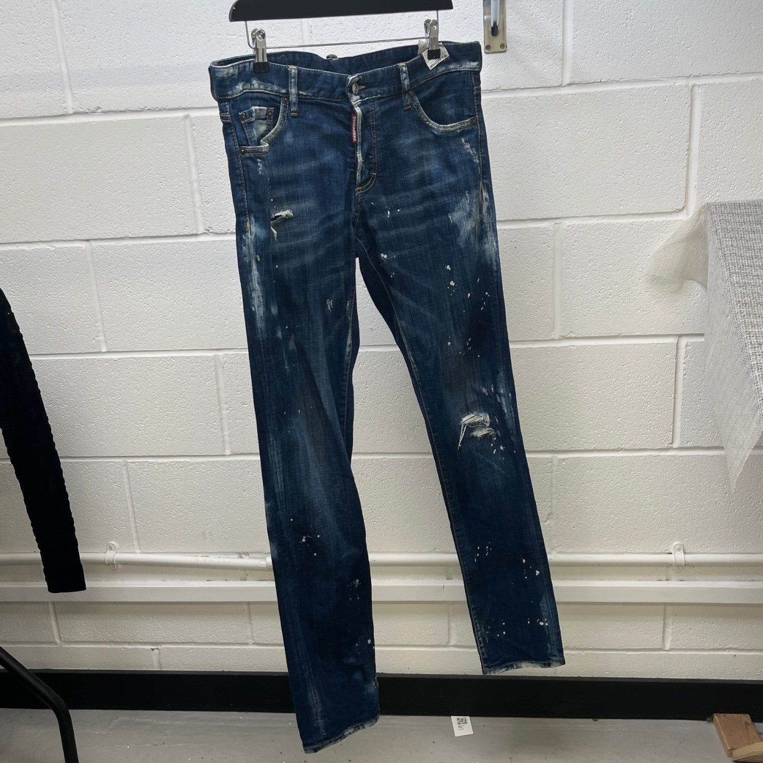 Men's Distressed Splatter Jeans Blue Size IT 50 / UK 34