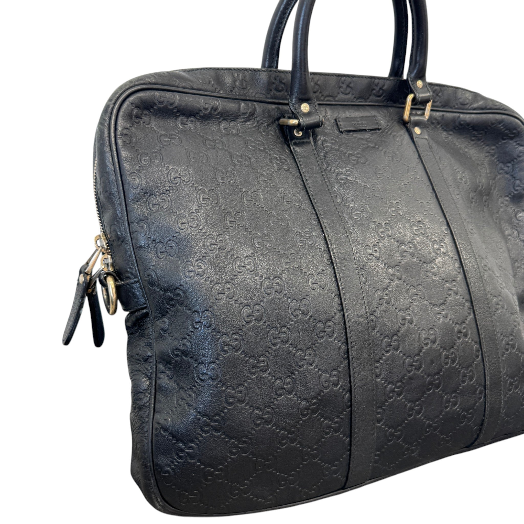 Men's Embossed Gg Briefcase Bag Black