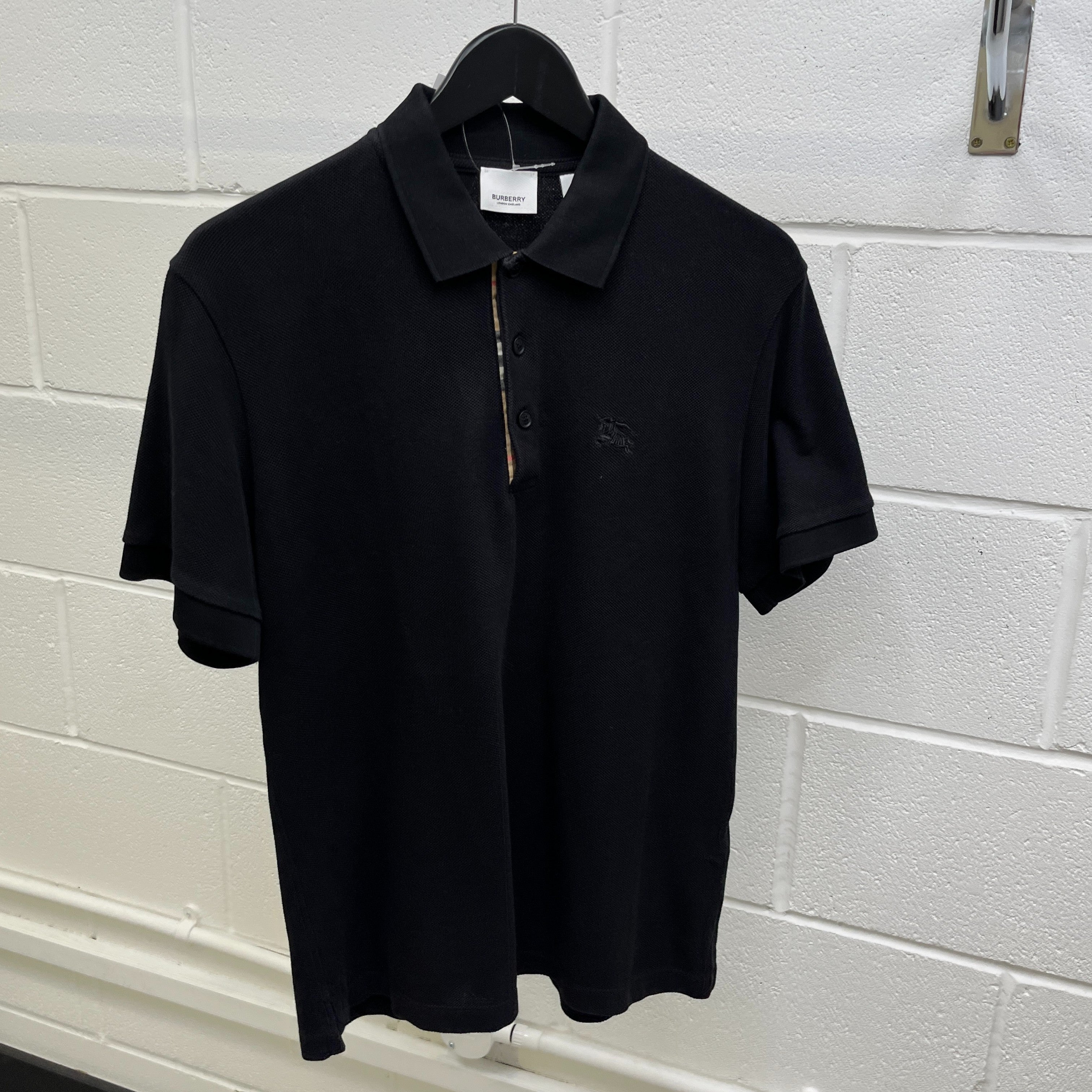 Men's Embroidered Logo Polo Shirt Black Size M