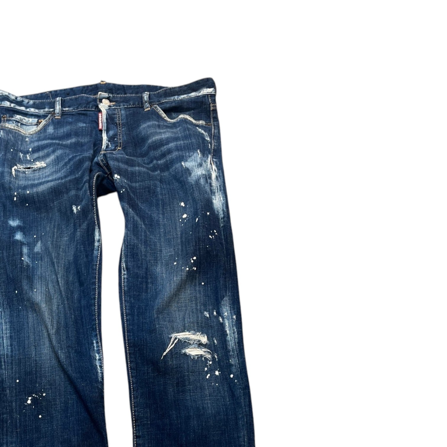 Men's Distressed Splatter Jeans Blue Size IT 50 / UK 34