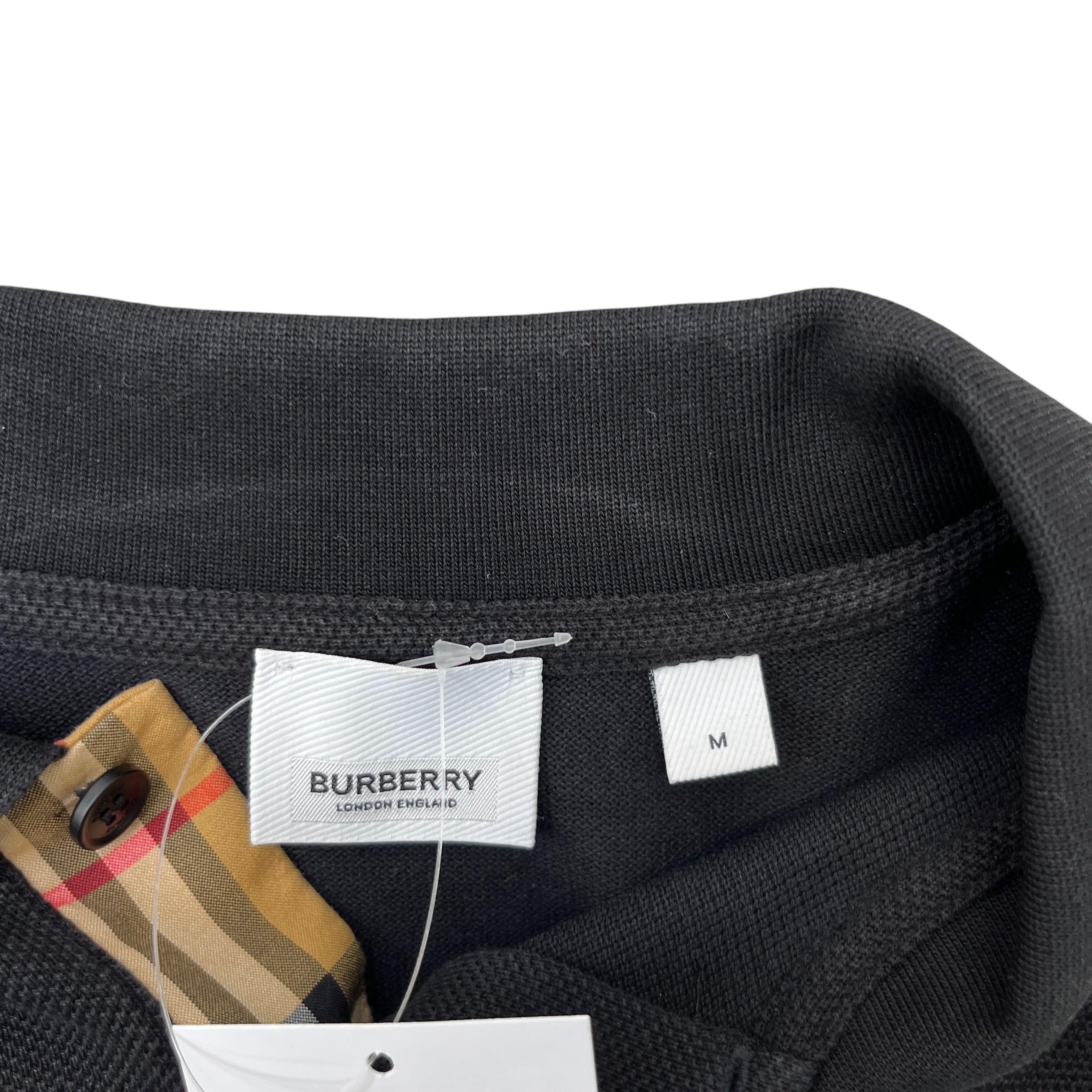 Men's Embroidered Logo Polo Shirt Black Size M