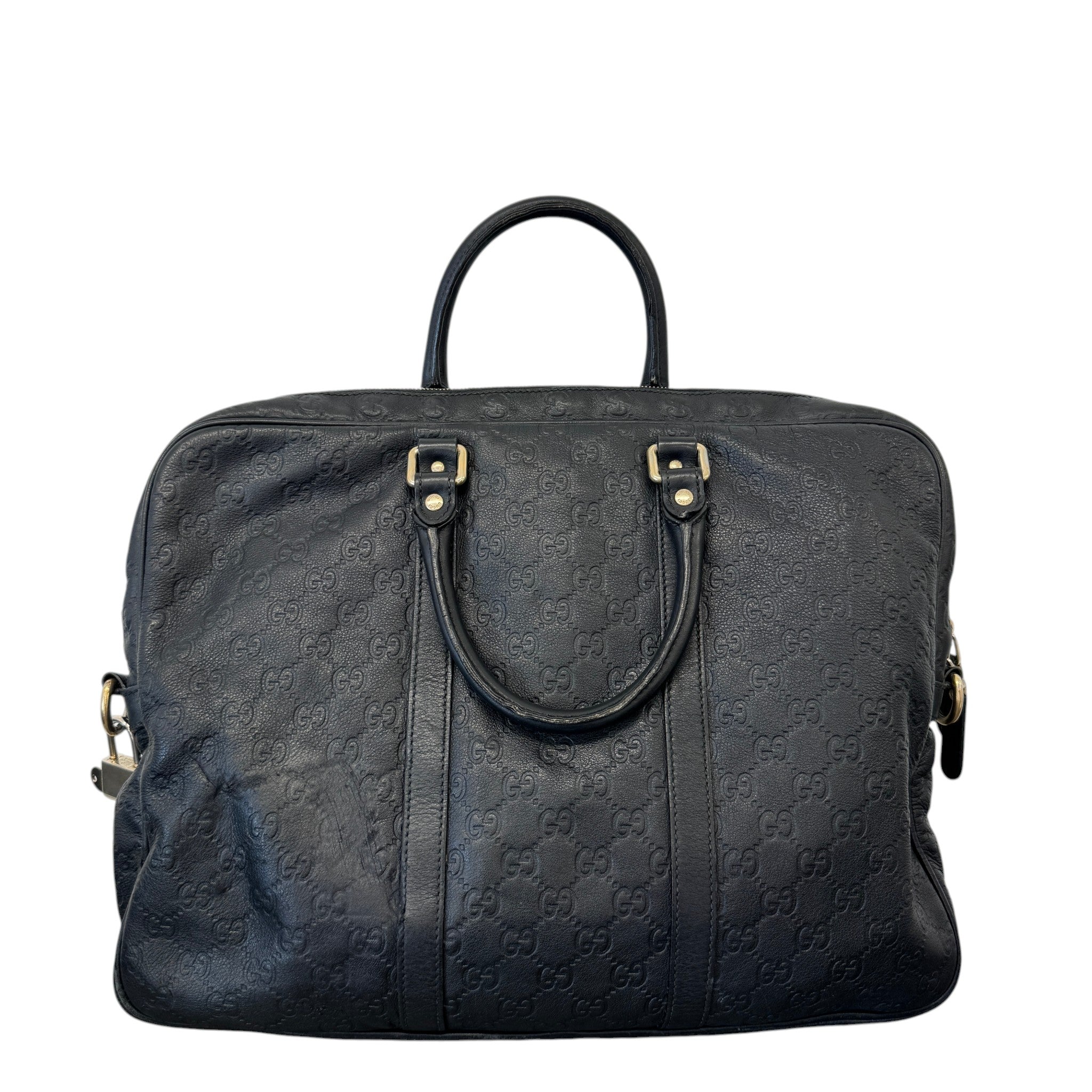 Men's Embossed Gg Briefcase Bag Black