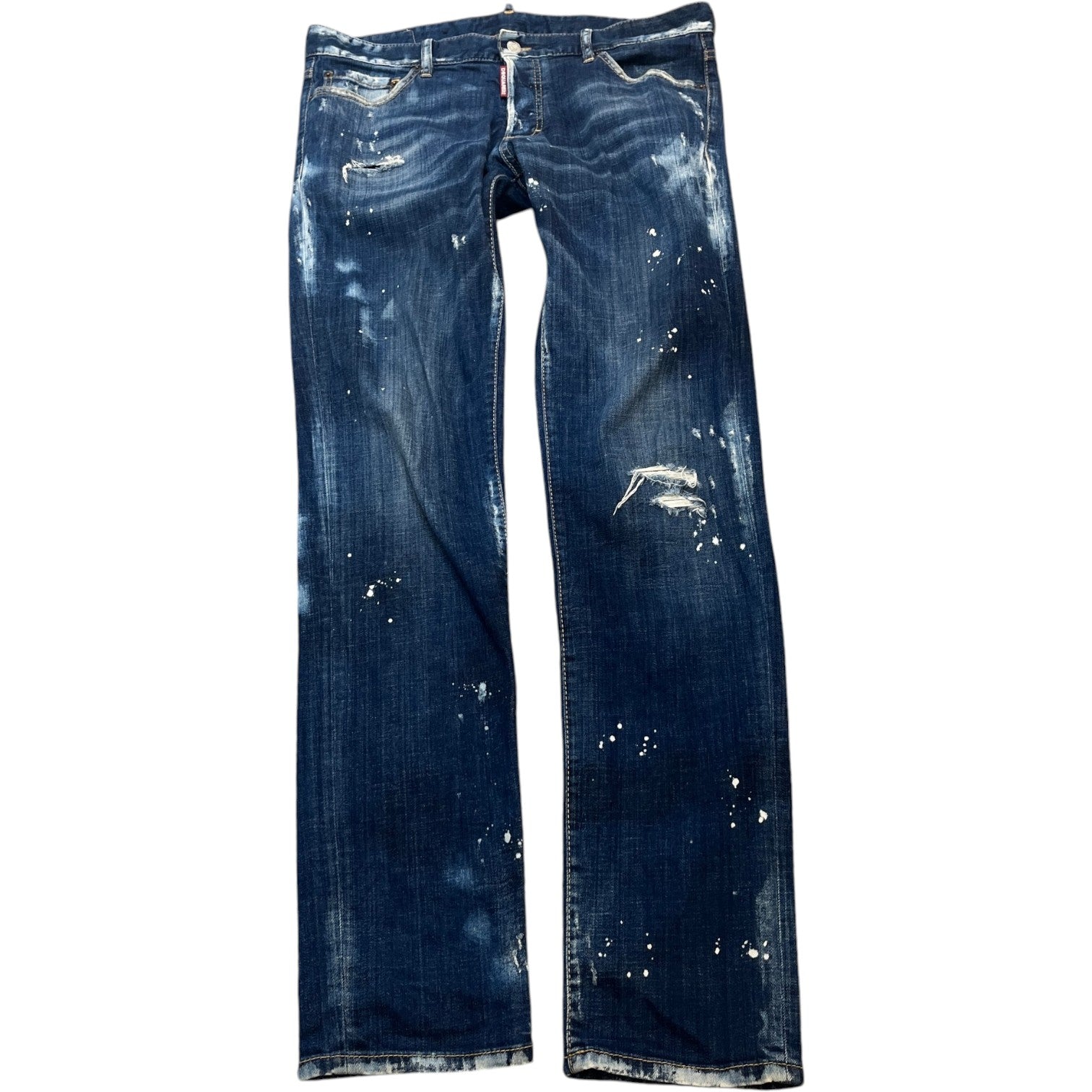 Men's Distressed Splatter Jeans Blue Size IT 50 / UK 34