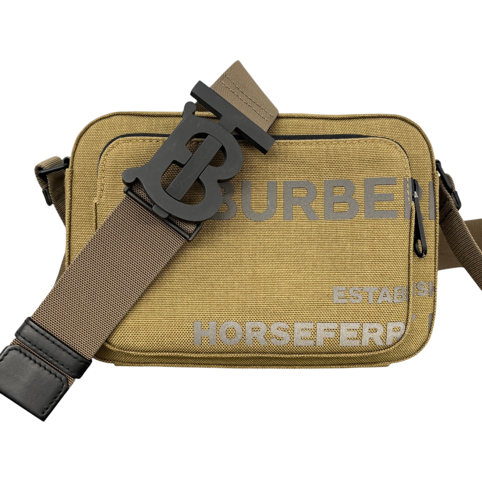 Men's Horseferry Print Nylon Crossbody Bag Khaki