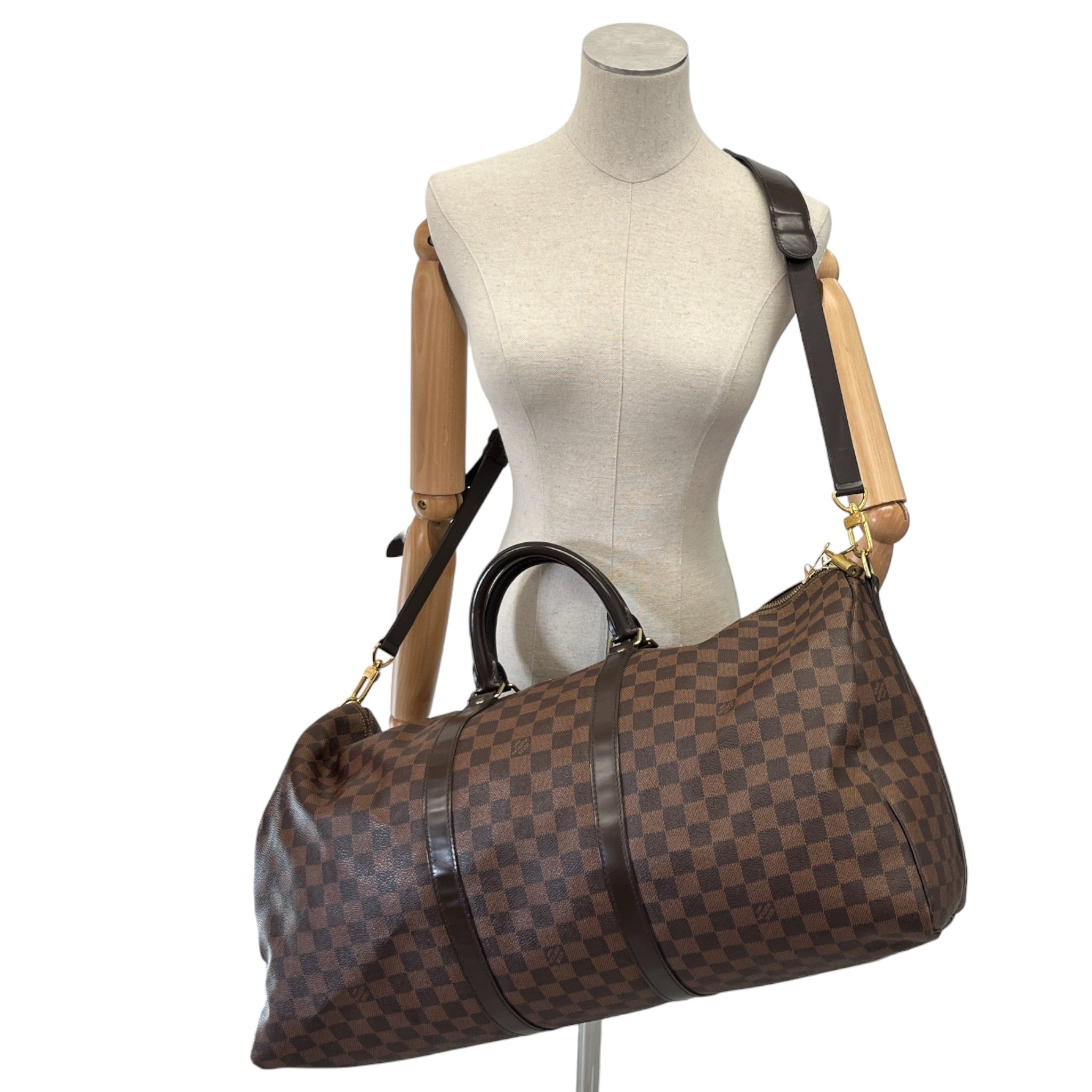 Men's Keepall Bandoulière 55 Damier Ebene Bag Brown