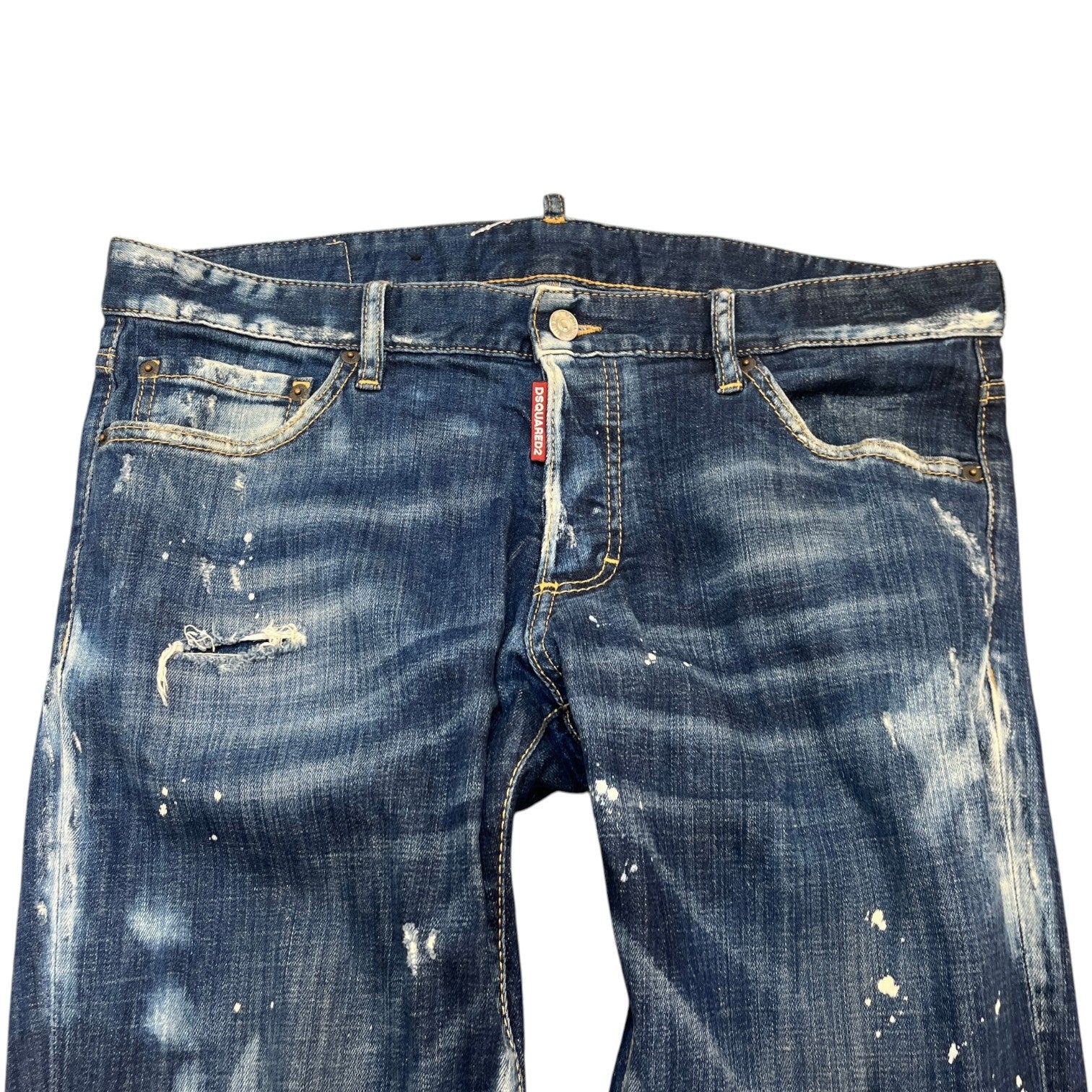 Men's Distressed Splatter Jeans Blue Size IT 50 / UK 34