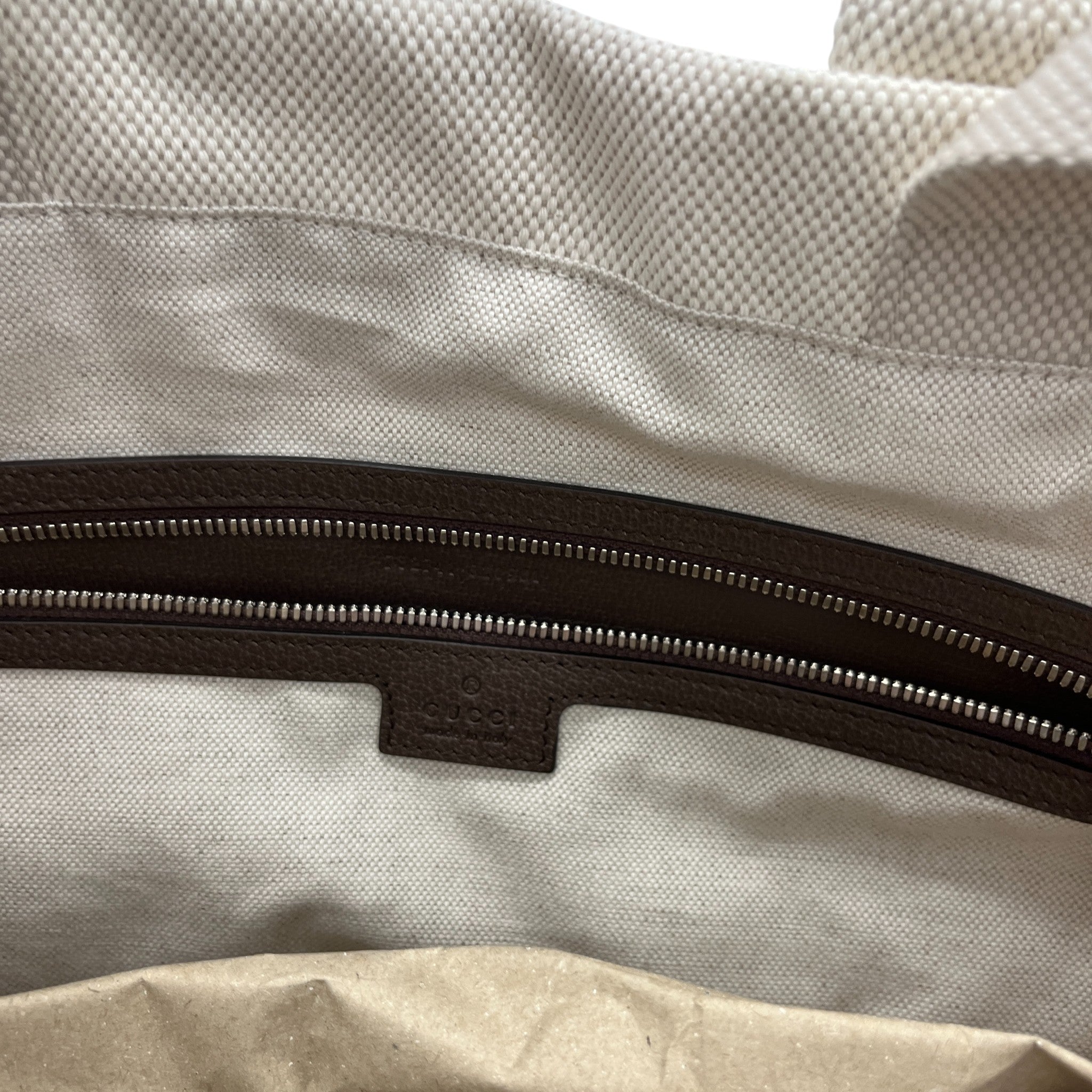 Men's Embossed Logo Tote Bag Beige