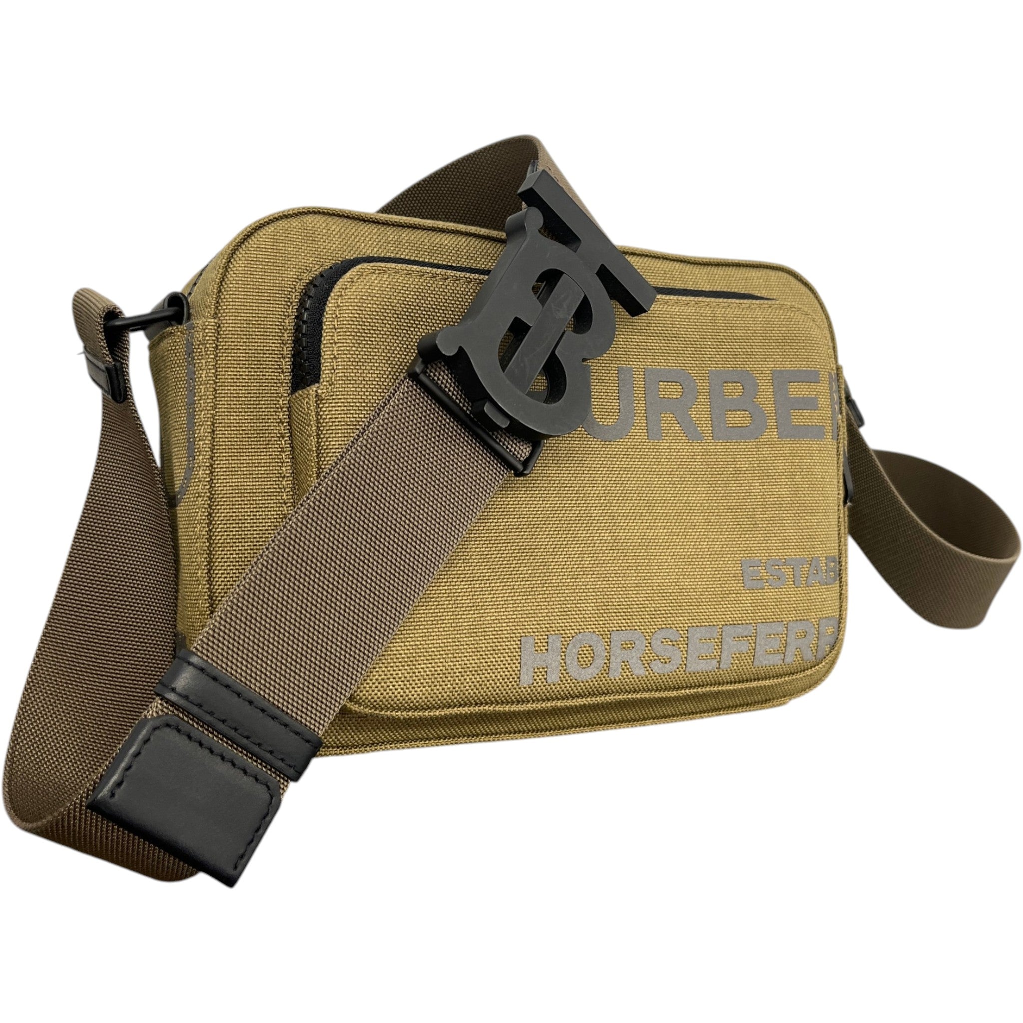 Men's Horseferry Print Nylon Crossbody Bag Khaki