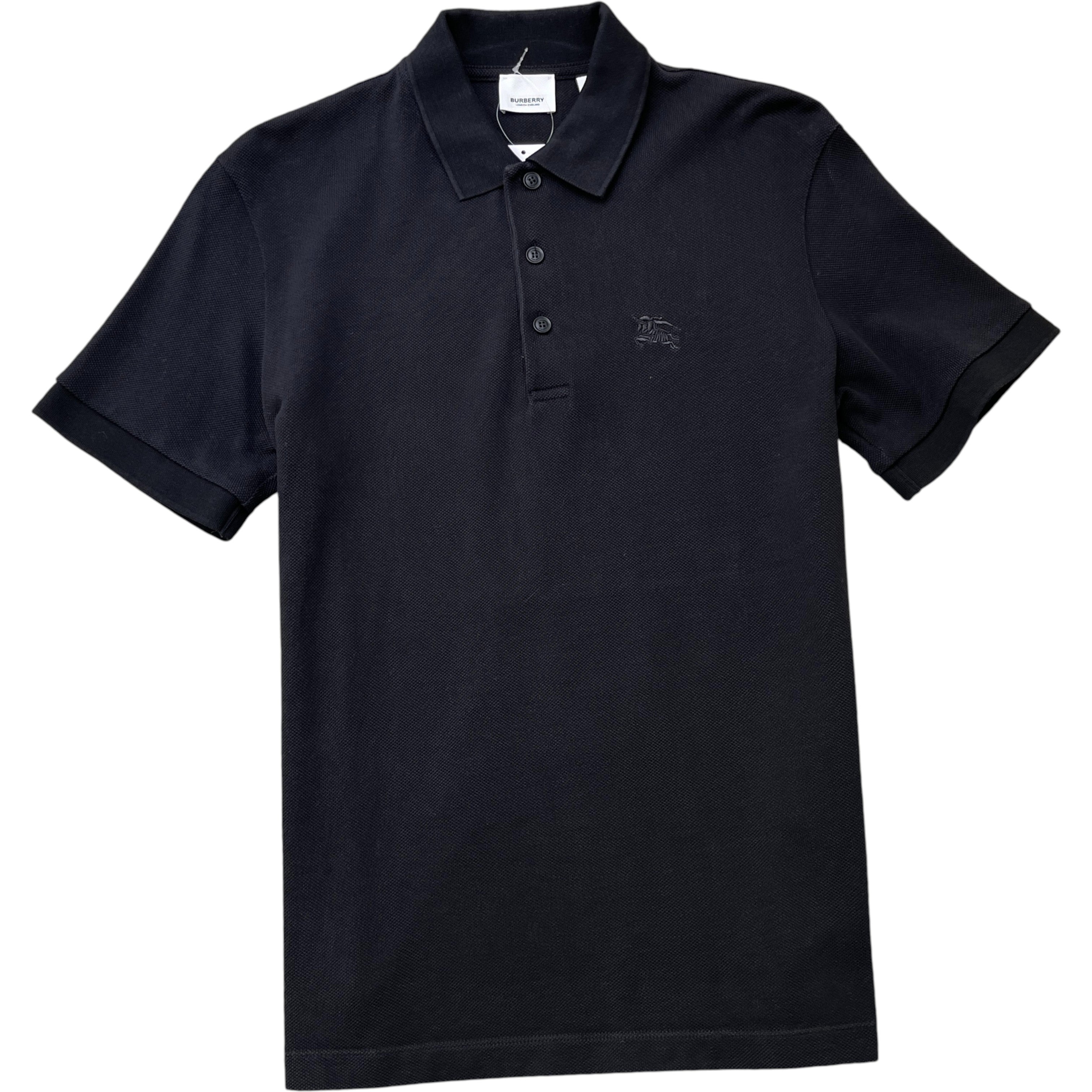 Men's Embroidered Logo Polo Shirt Black Size M