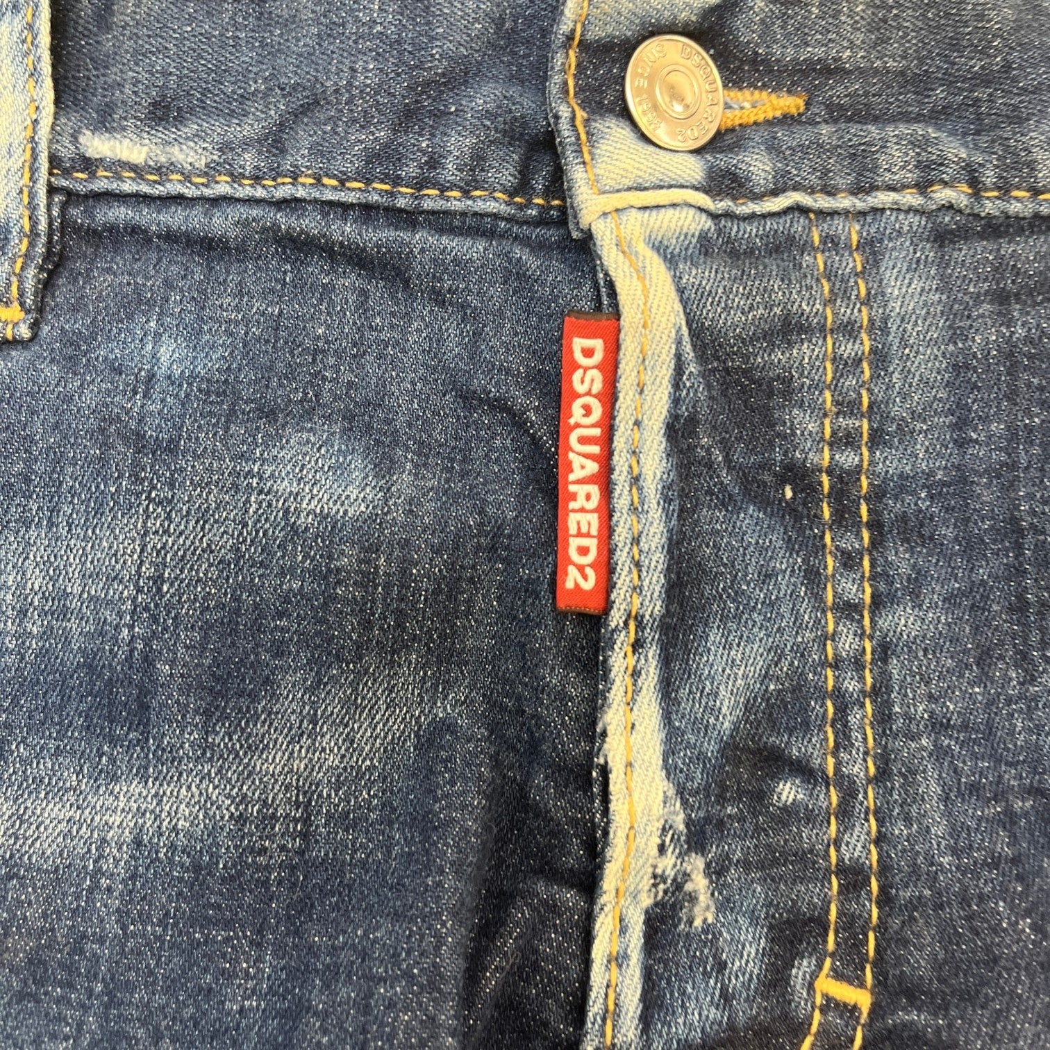 Men's Distressed Splatter Jeans Blue Size IT 50 / UK 34