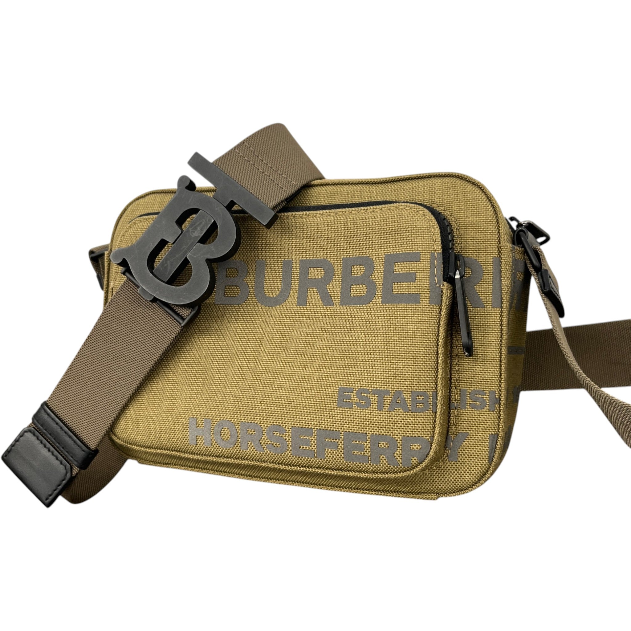 Men's Horseferry Print Nylon Crossbody Bag Khaki
