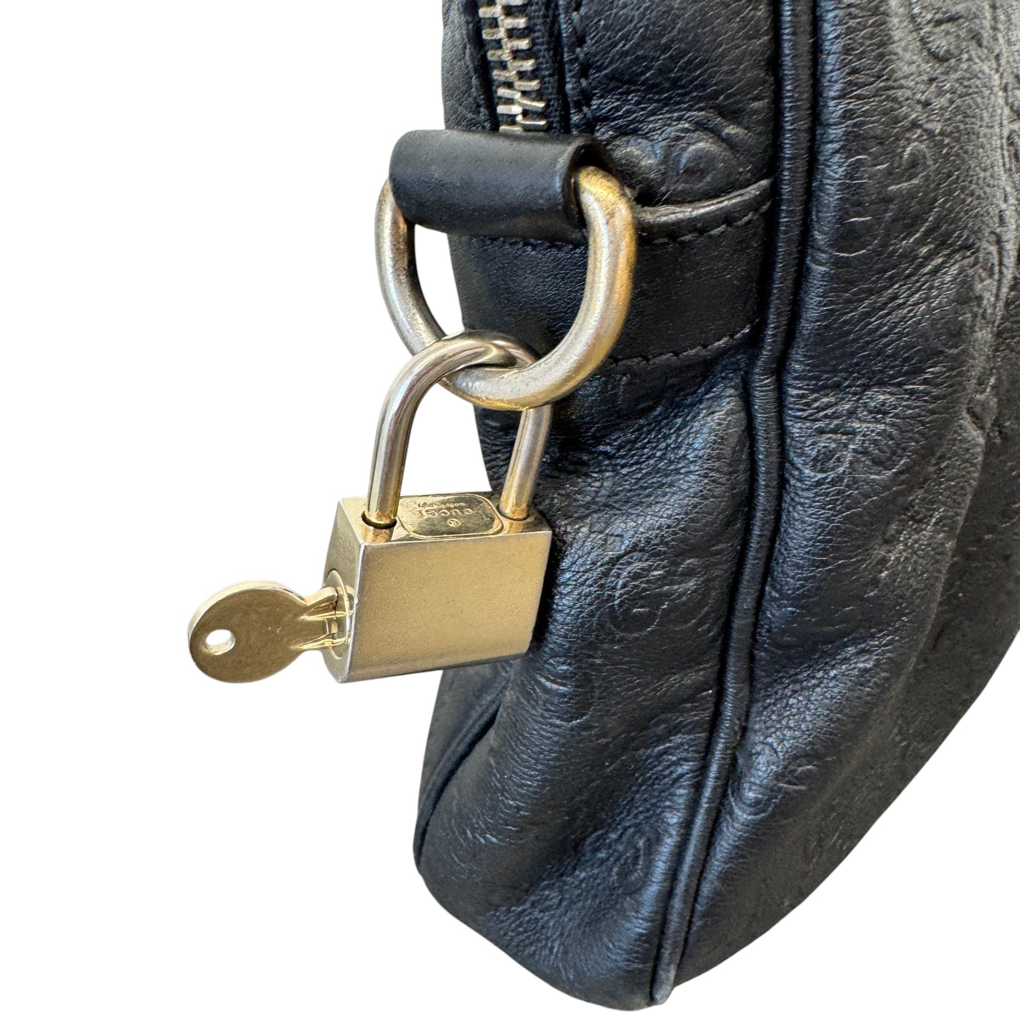 Men's Embossed Gg Briefcase Bag Black