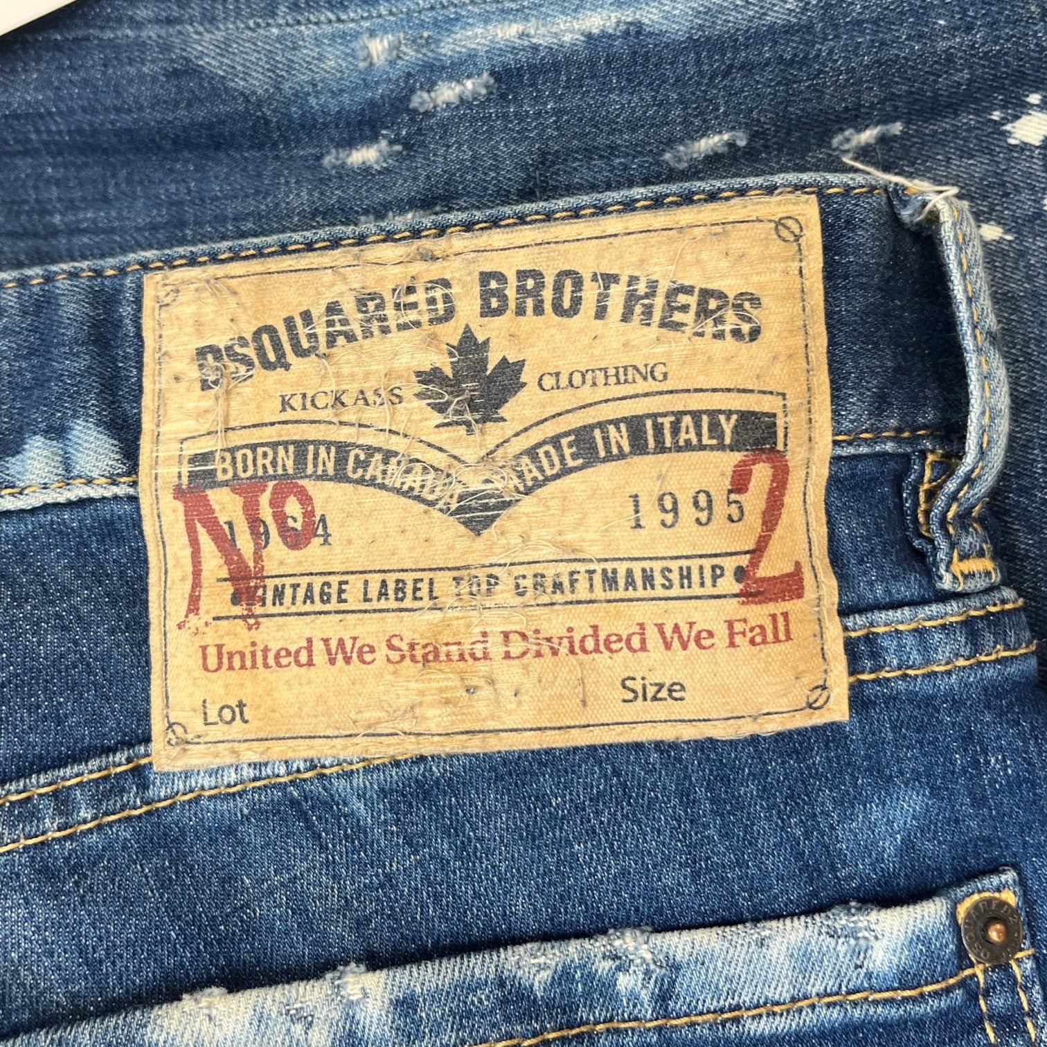 Men's Distressed Splatter Jeans Blue Size IT 50 / UK 34