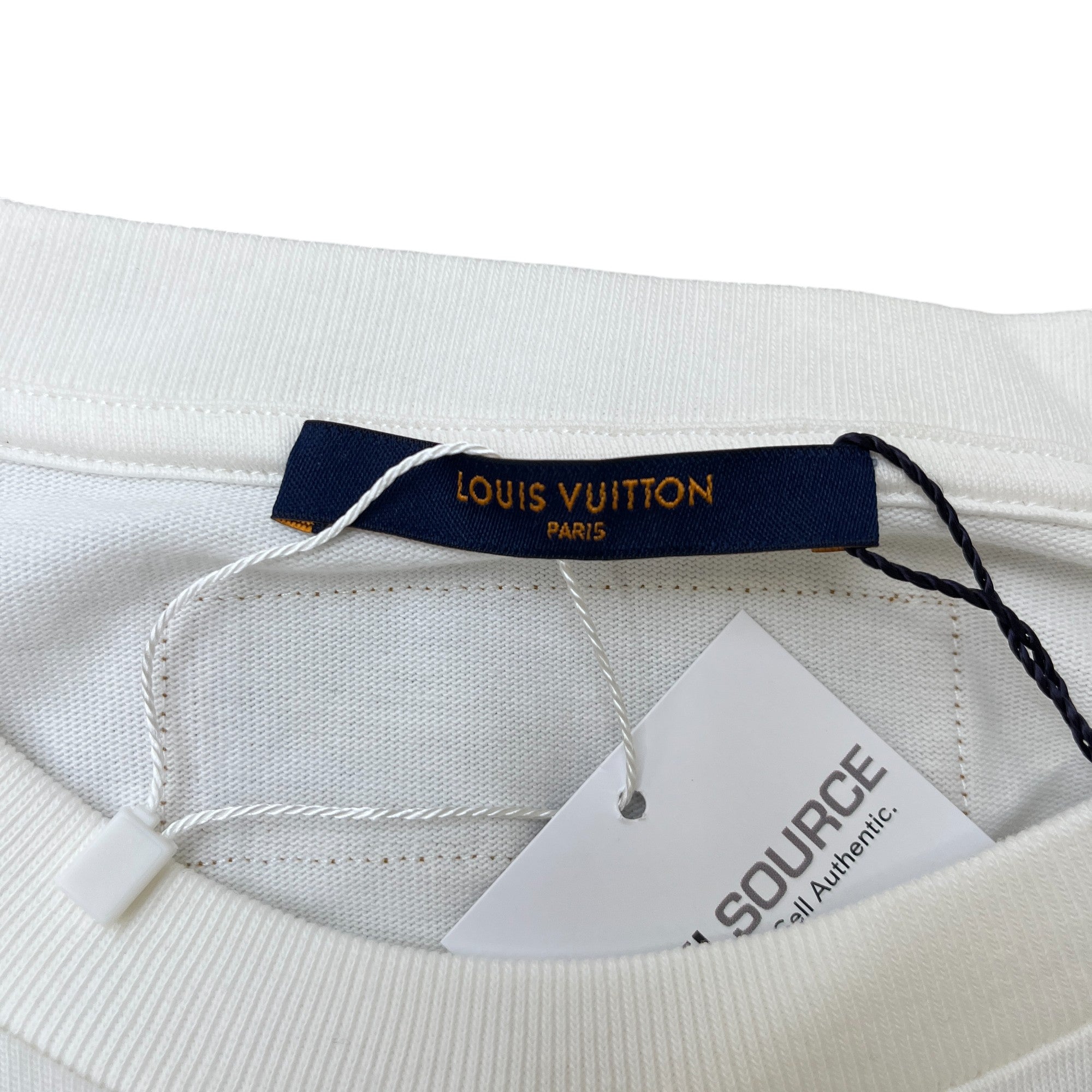 Men's Embroidered Pendant Logo T-Shirt White Size XL