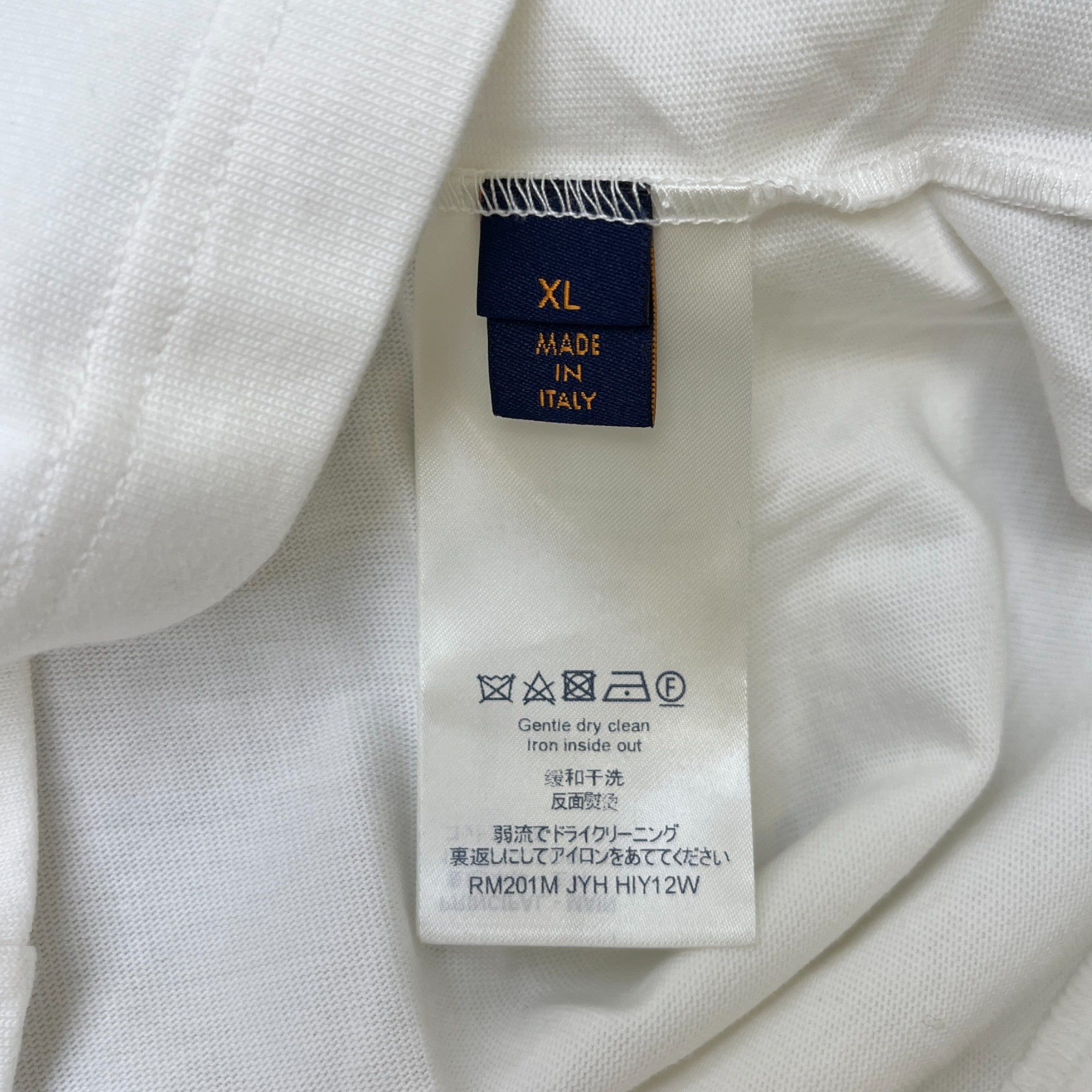 Men's Embroidered Pendant Logo T-Shirt White Size XL