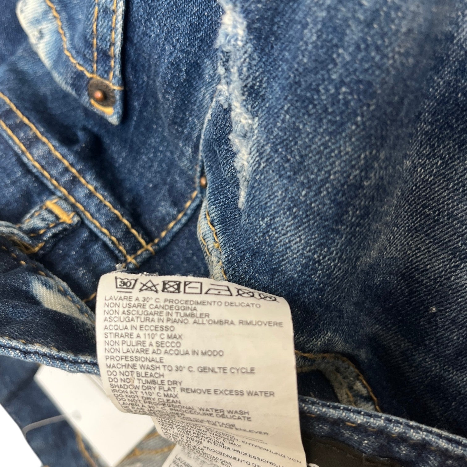 Men's Distressed Splatter Jeans Blue Size IT 50 / UK 34