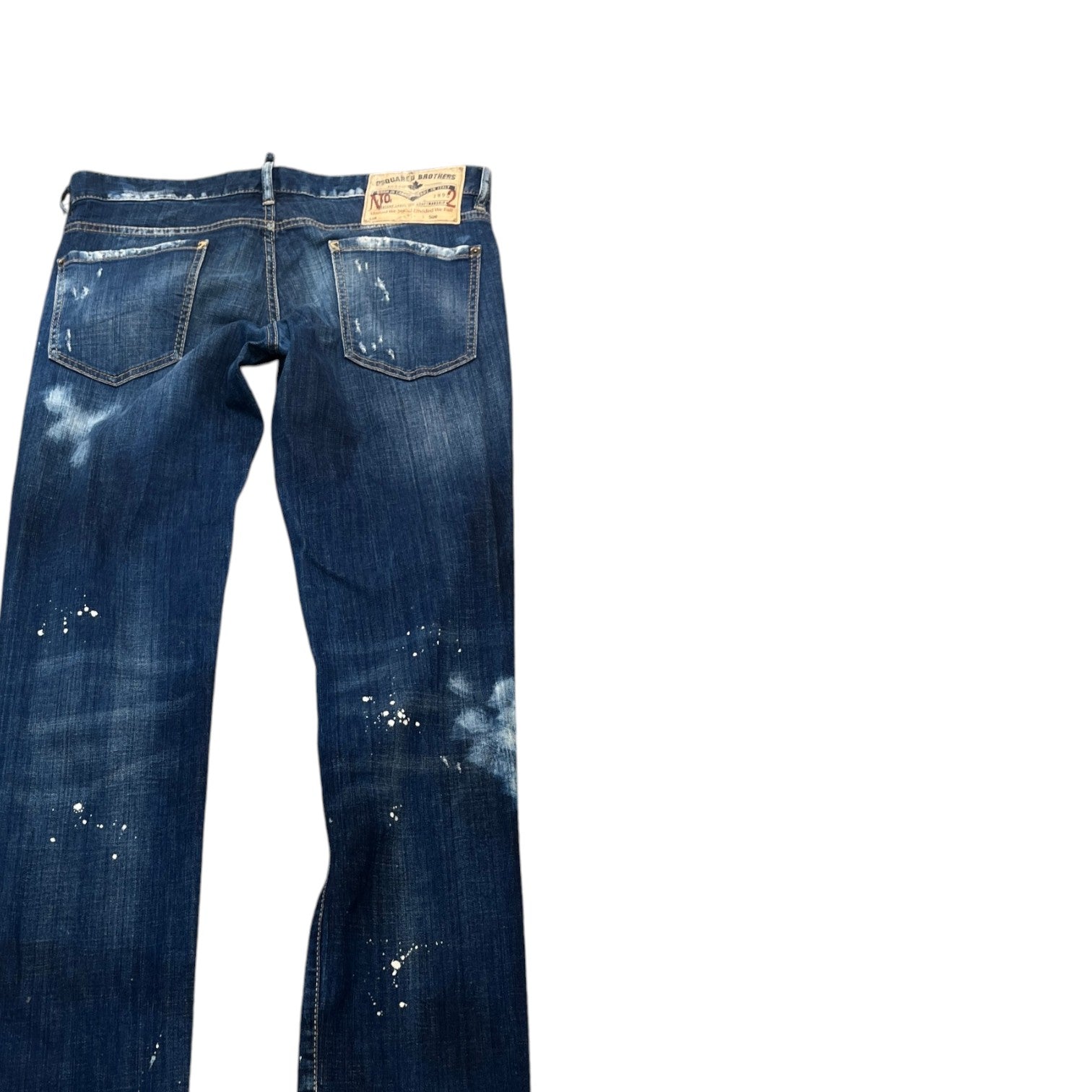Men's Distressed Splatter Jeans Blue Size IT 50 / UK 34