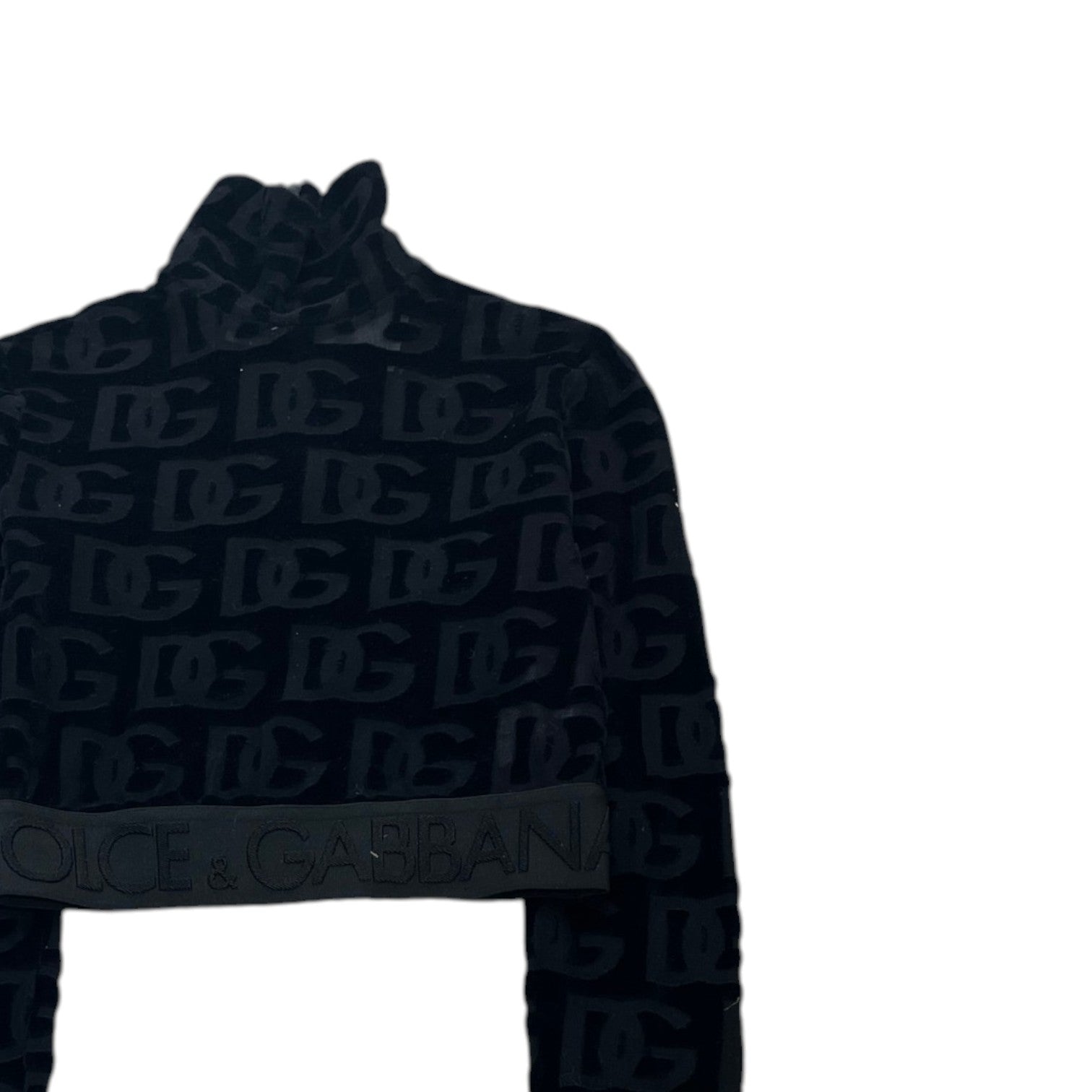 Women's Laser Cut Dg Logo Pattern Top Black Size XS