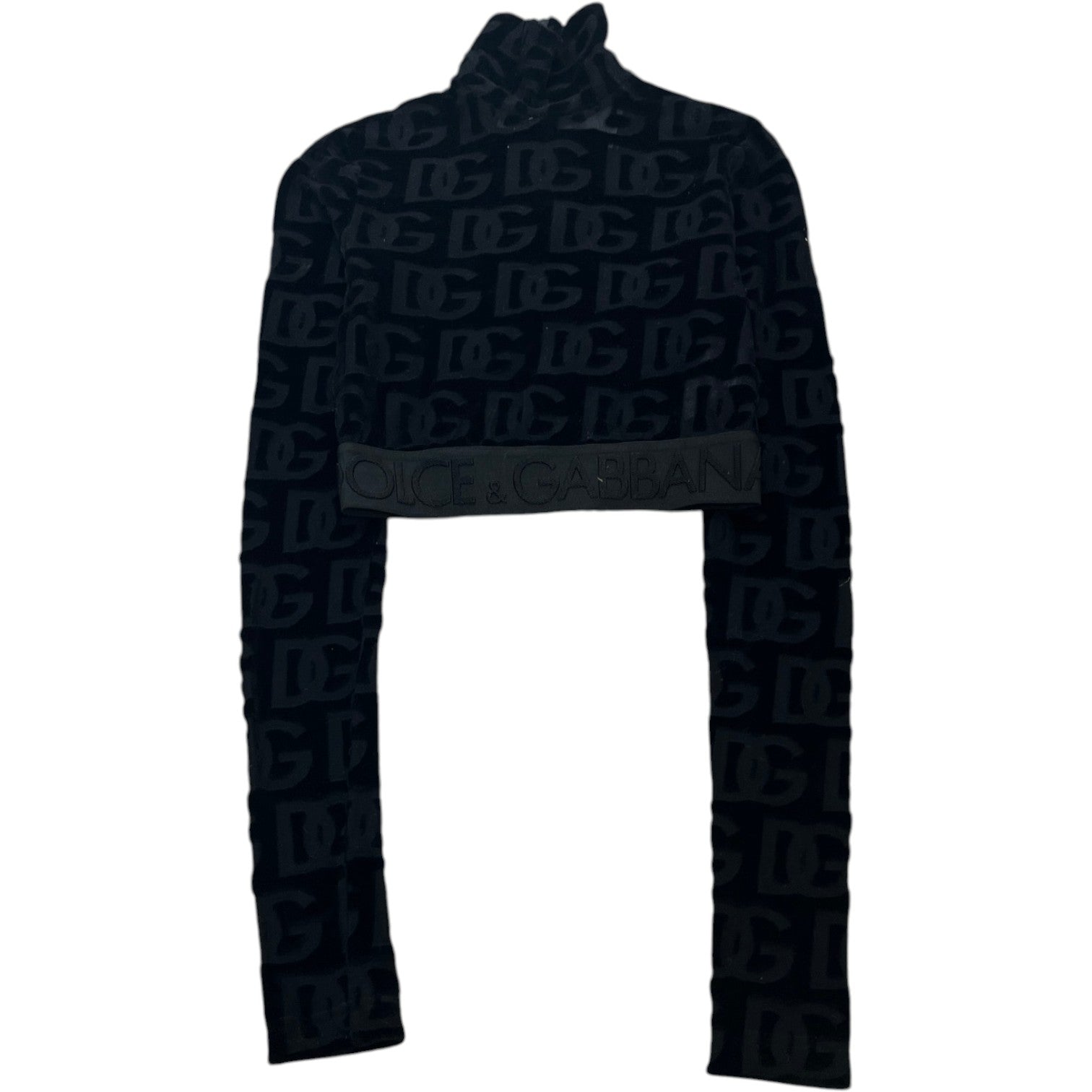 Women's Laser Cut Dg Logo Pattern Top Black Size XS