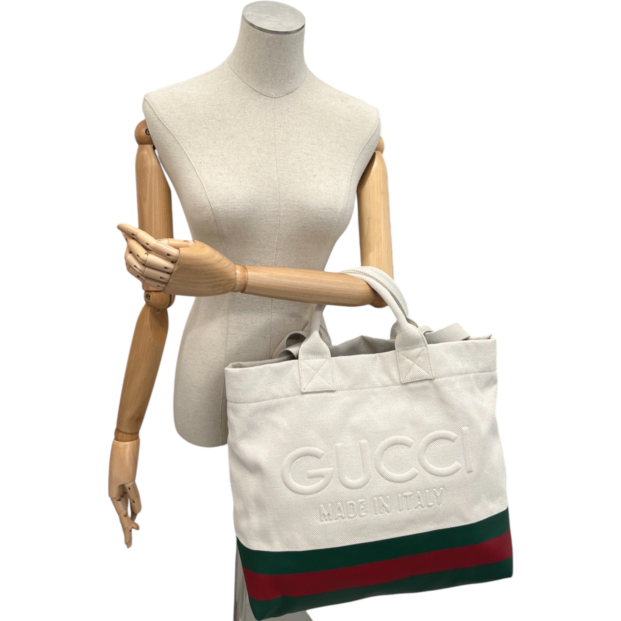 Men's Embossed Logo Tote Bag Beige