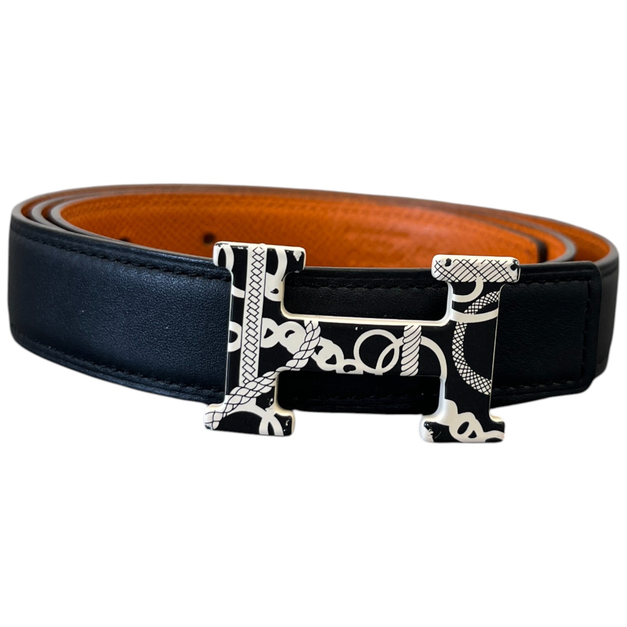 Women's Reversible H Belt Black Size Waist 28"