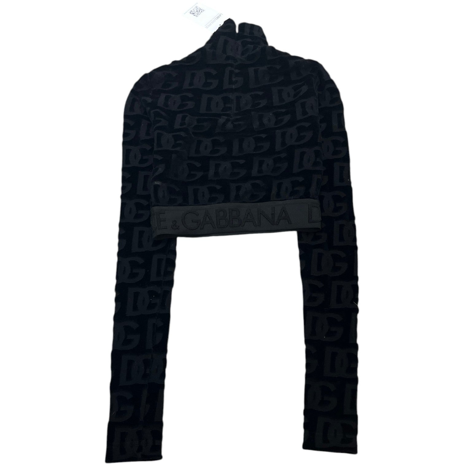 Women's Laser Cut Dg Logo Pattern Top Black Size XS