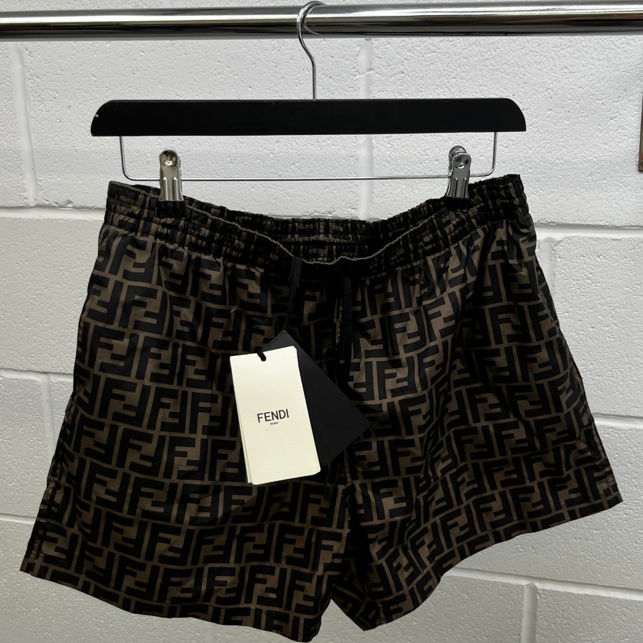 Men's Zucca Monogram Swim Shorts Beige Size W34 / IT 50