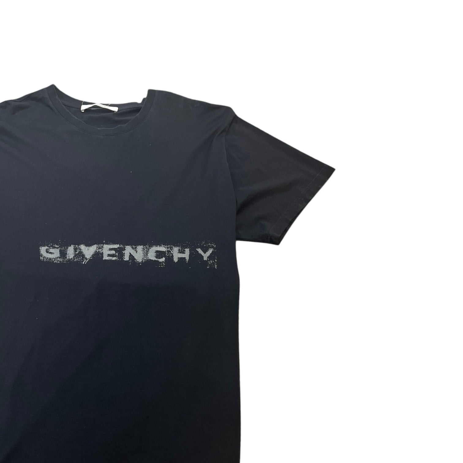 Men's Glitch Logo Print T-Shirt Black Size XL