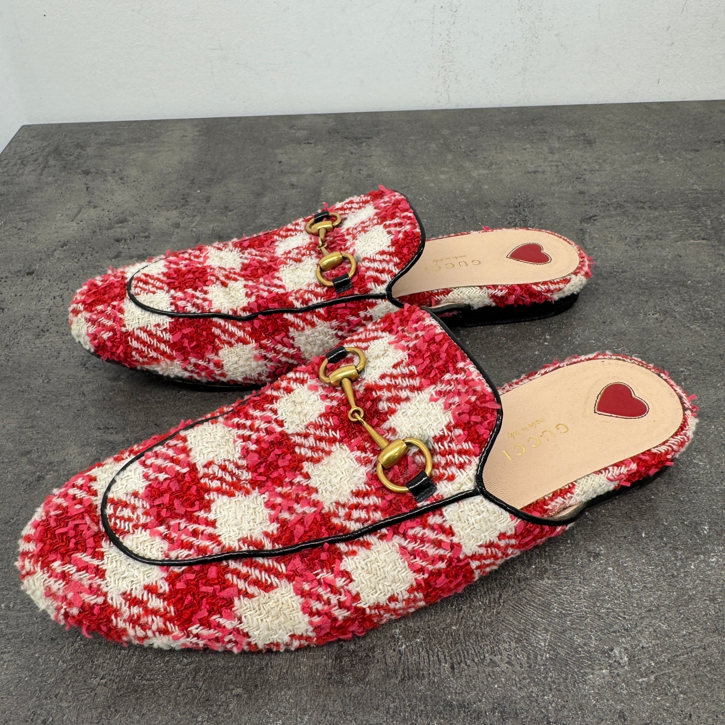 Women's Princetown Tweed Low Trainers Red Size EU 38.5 / UK 5.5