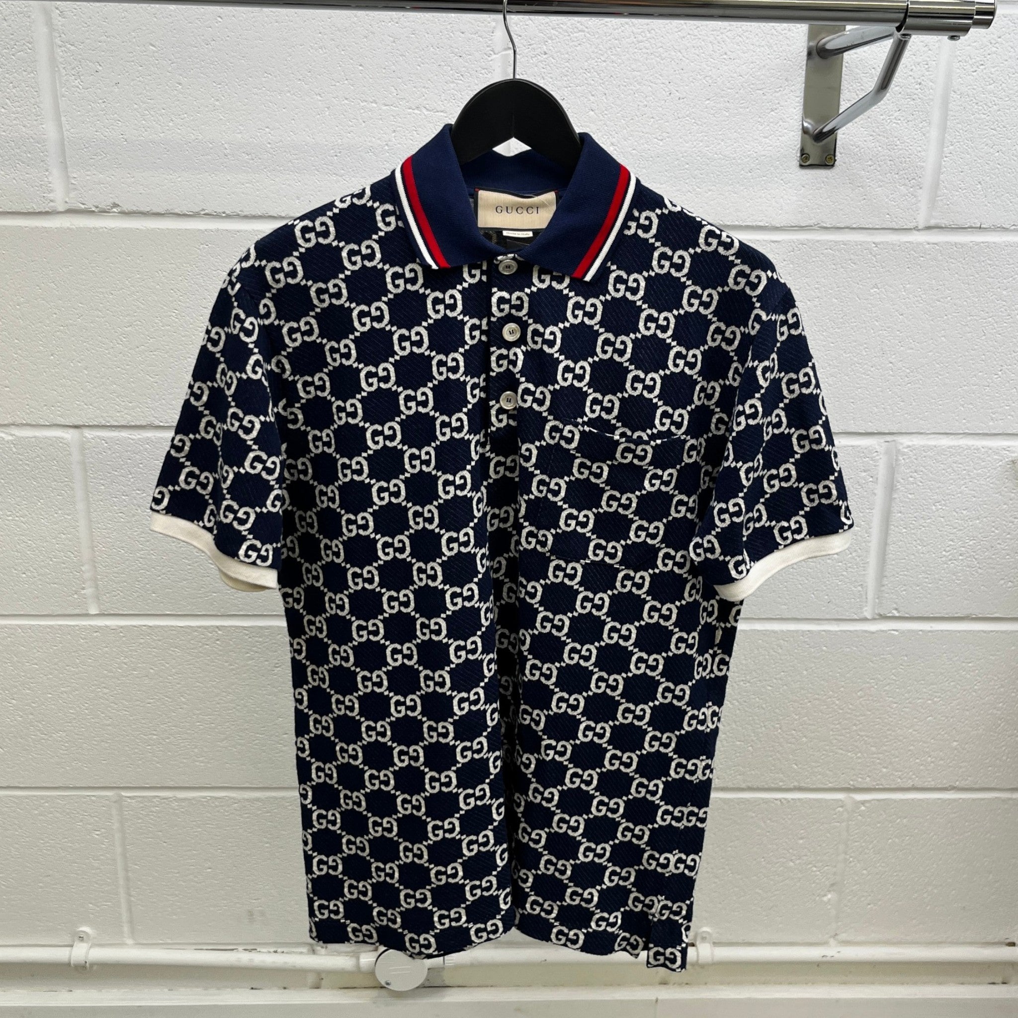 Men's Gg Supreme Polo Shirt Navy Size S