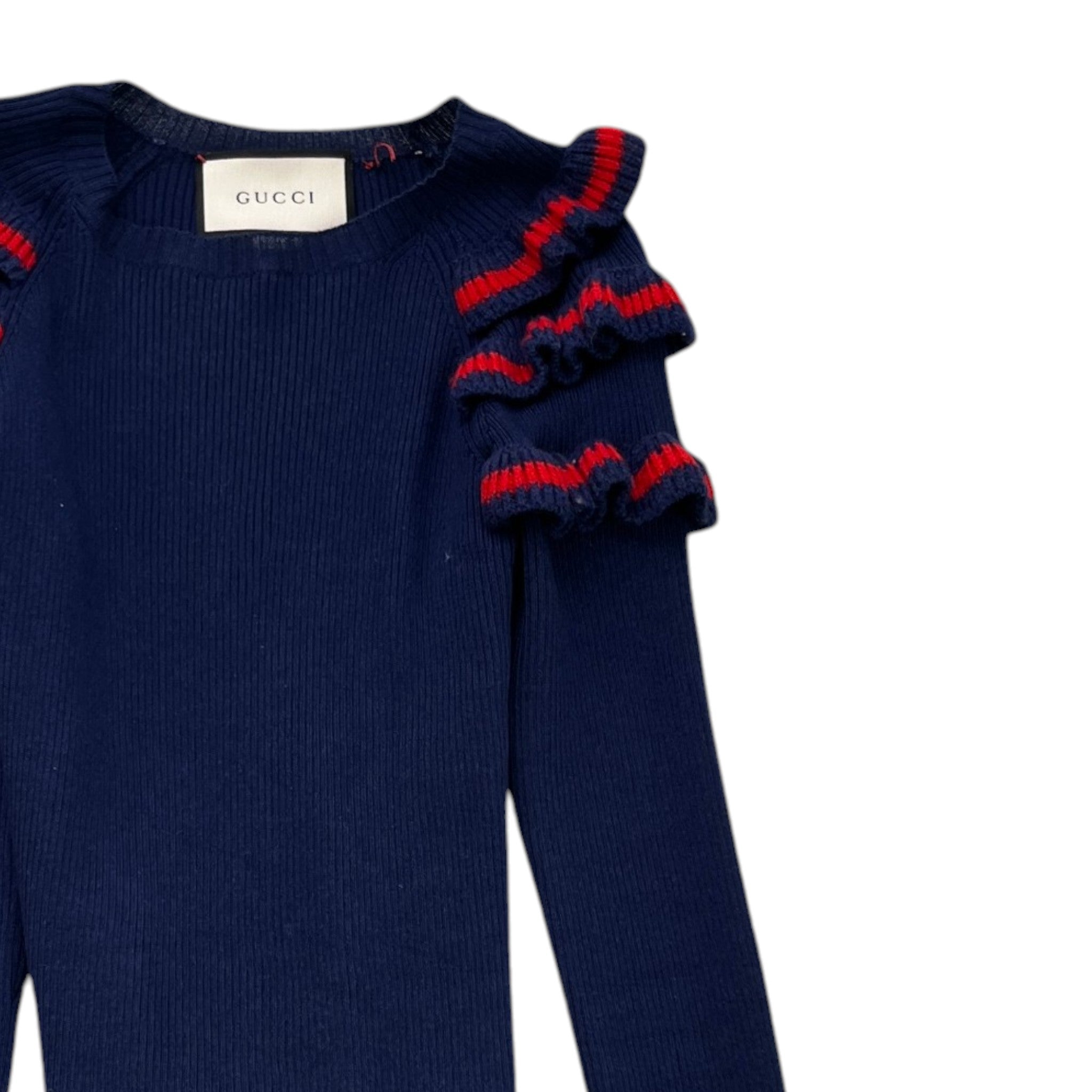 Women's Ruffle Trim Jumper Navy Size XS
