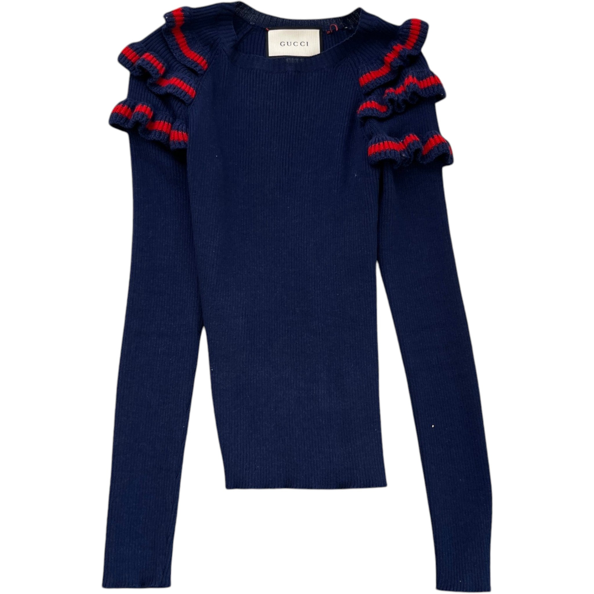 Women's Ruffle Trim Jumper Navy Size XS
