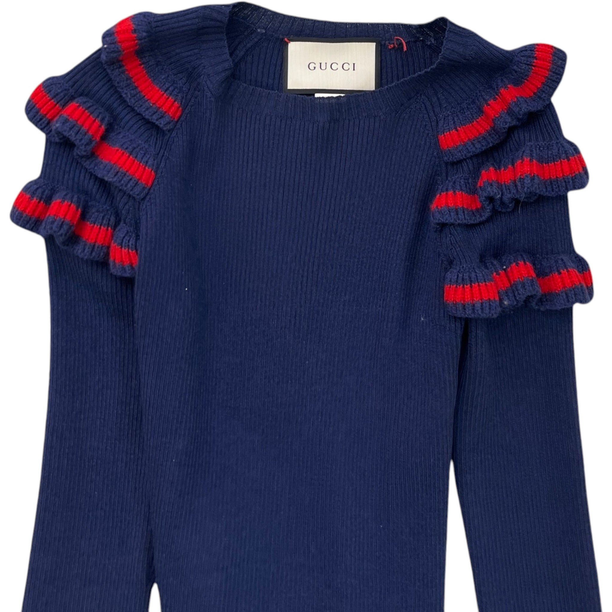 Women's Ruffle Trim Jumper Navy Size XS