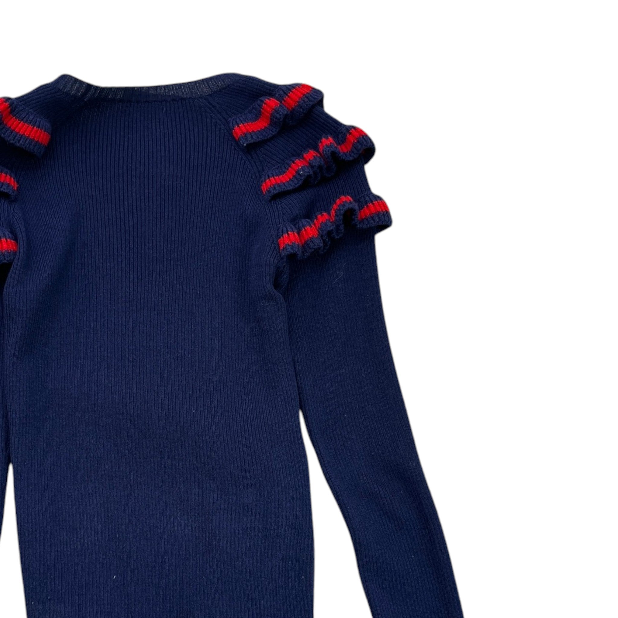 Women's Ruffle Trim Jumper Navy Size XS