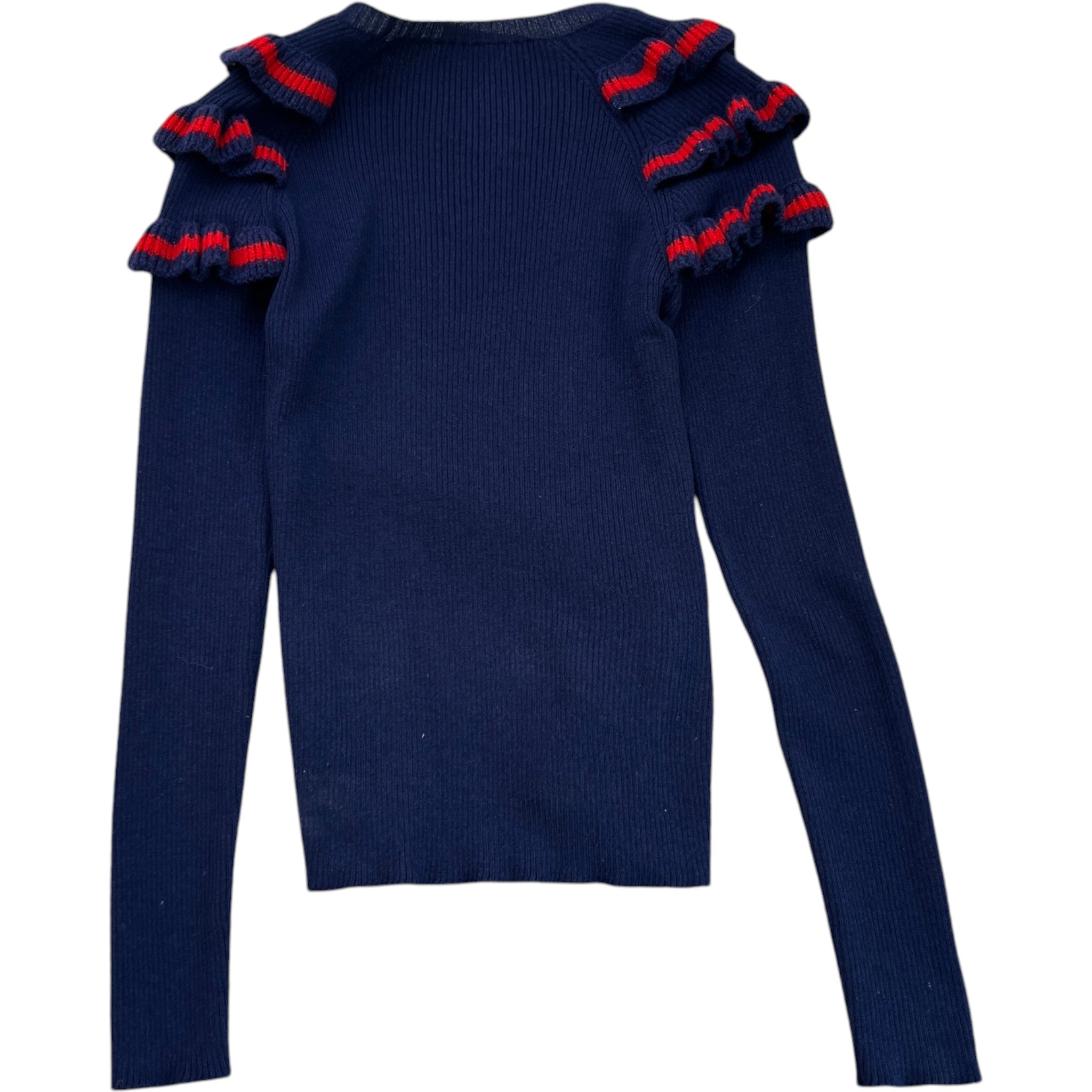 Women's Ruffle Trim Jumper Navy Size XS