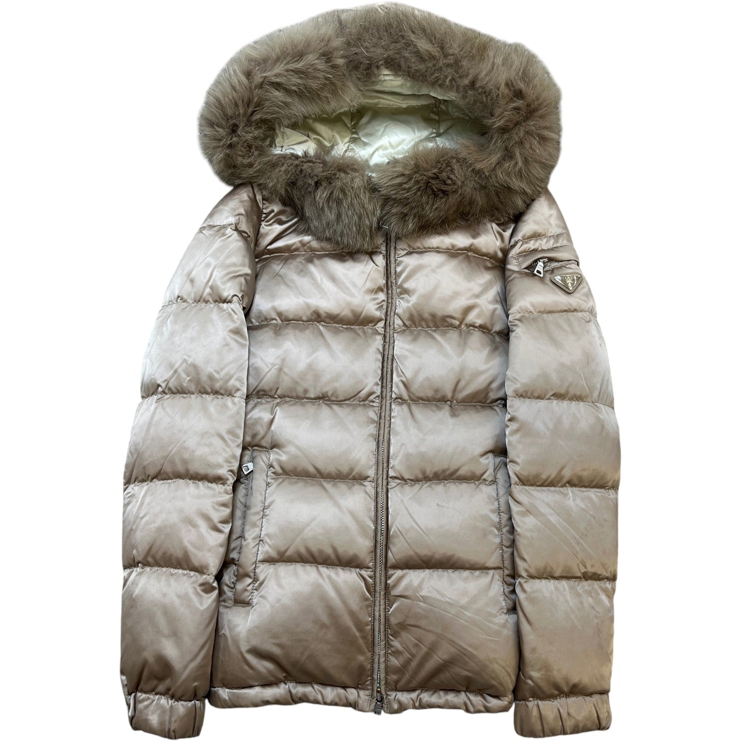 Women's Plaque Logo Down Jacket Gold Size IT 38 / UK 6