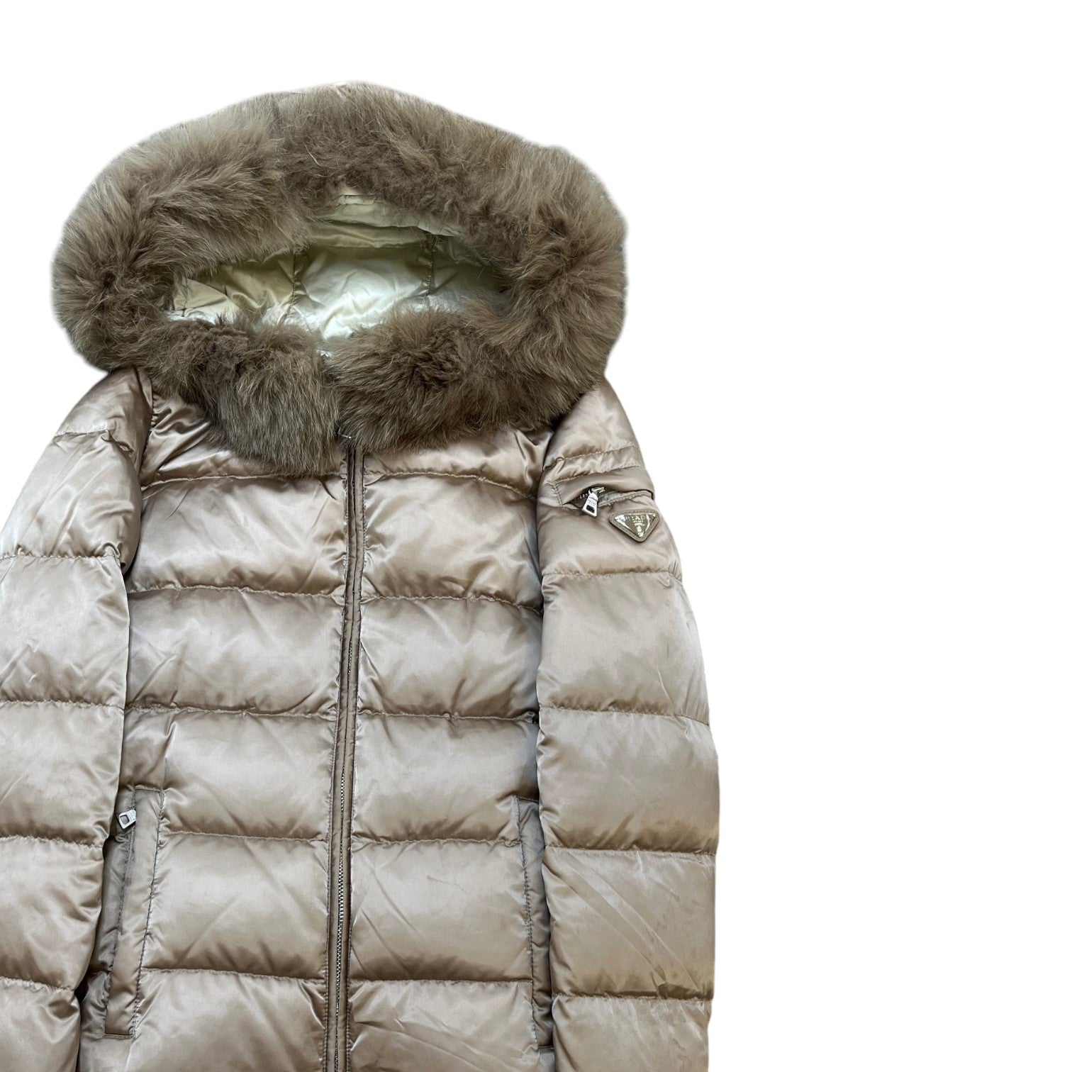 Women's Plaque Logo Down Jacket Gold Size IT 38 / UK 6