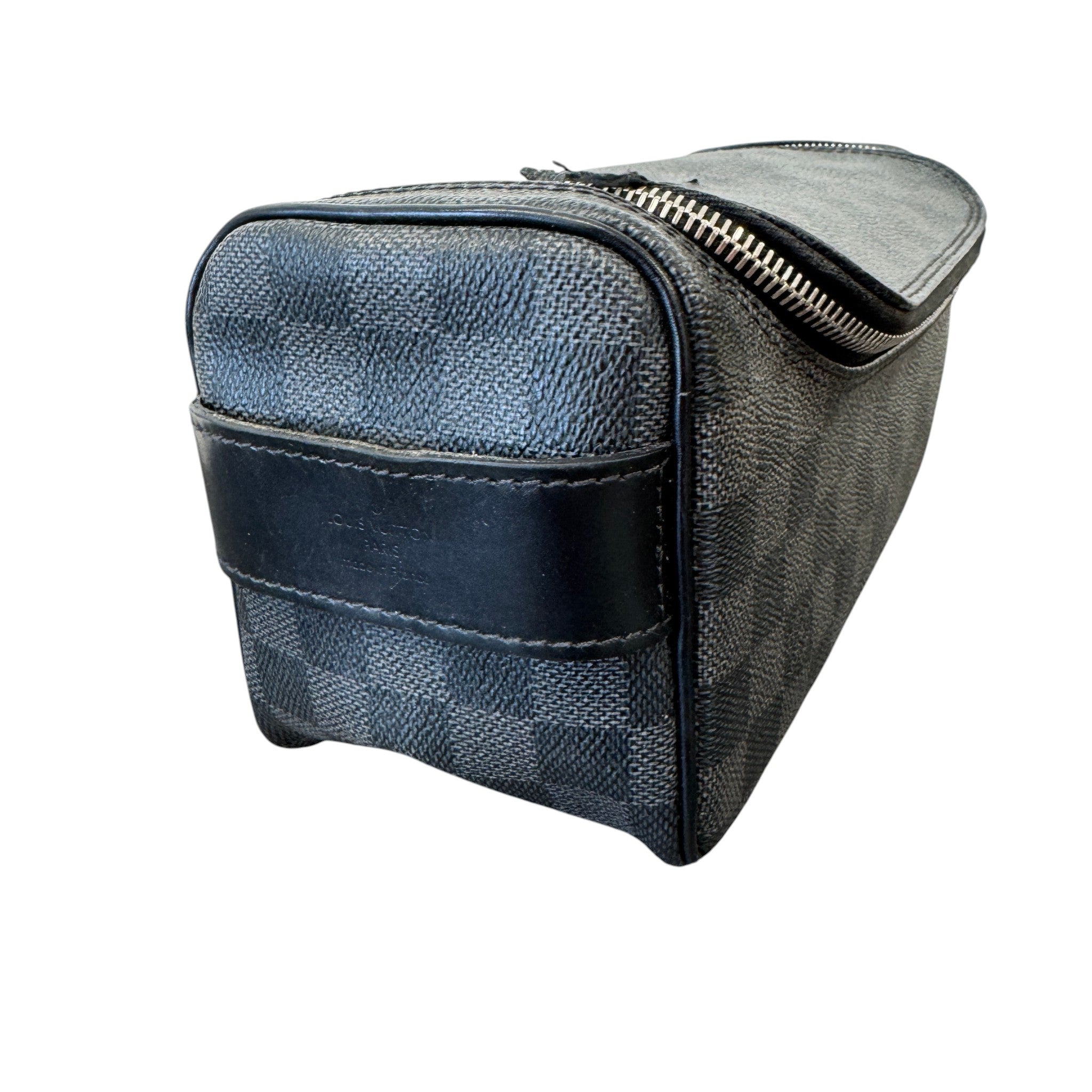 Men's Dopp Kit Damier Graphite Toiletry Bag Black