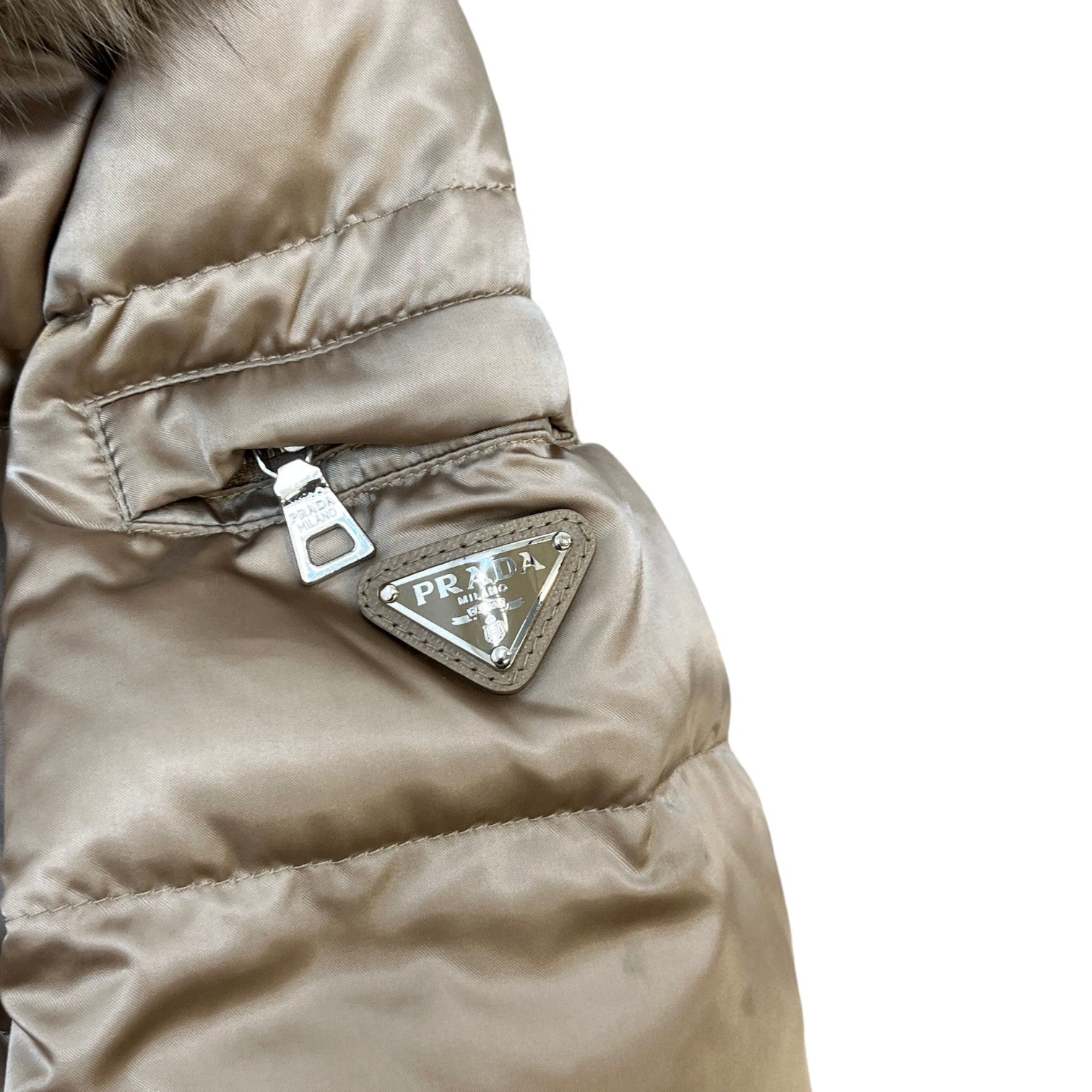 Women's Plaque Logo Down Jacket Gold Size IT 38 / UK 6