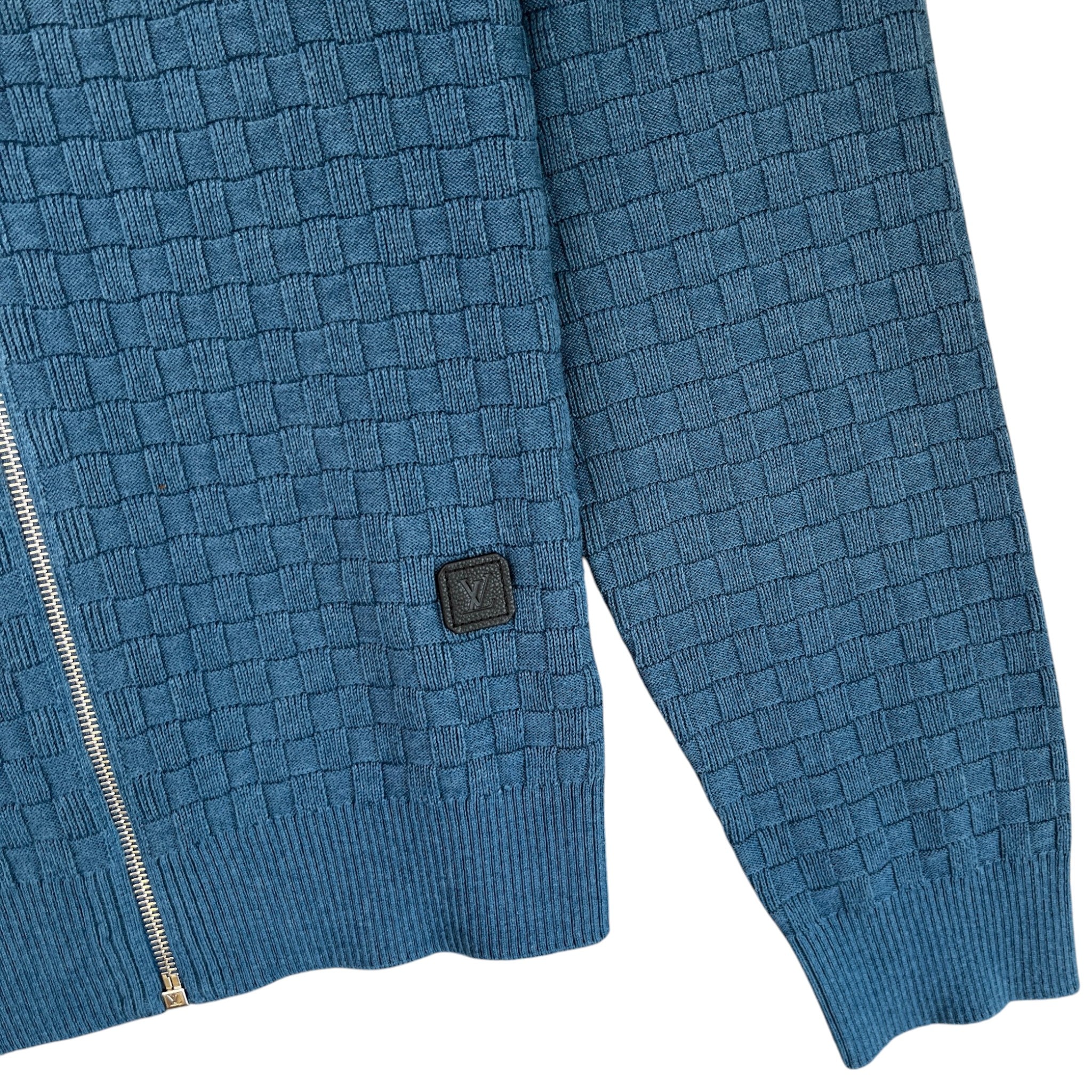 Men's Damier Signature Zip Through Jumper Blue Size XXL