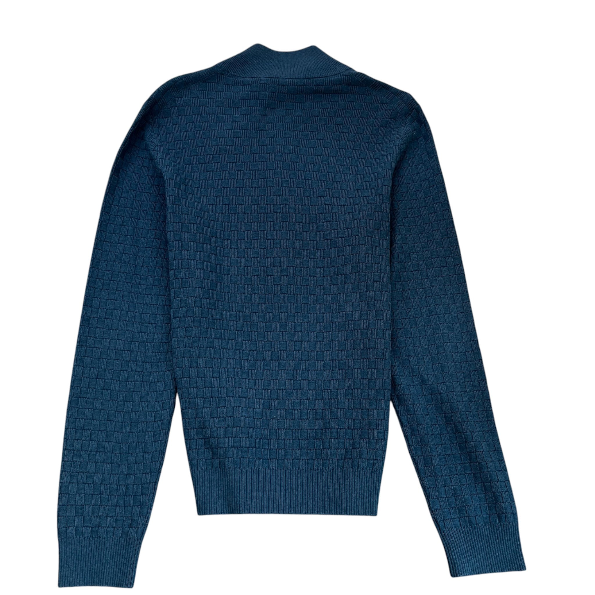 Men's Damier Signature Zip Through Jumper Blue Size XXL